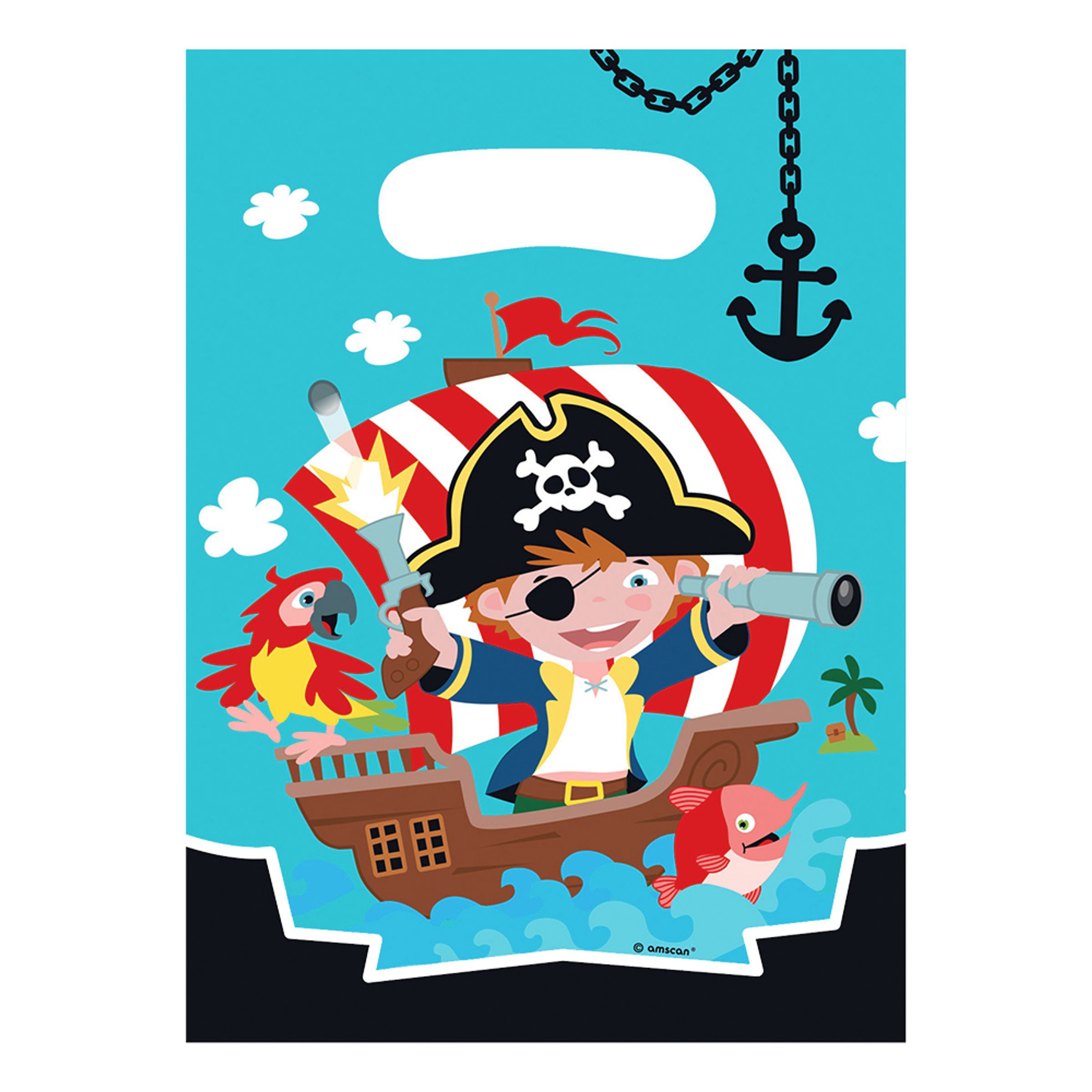 Fødselsdagsposer Pirat Jolly Roger - 8-stk