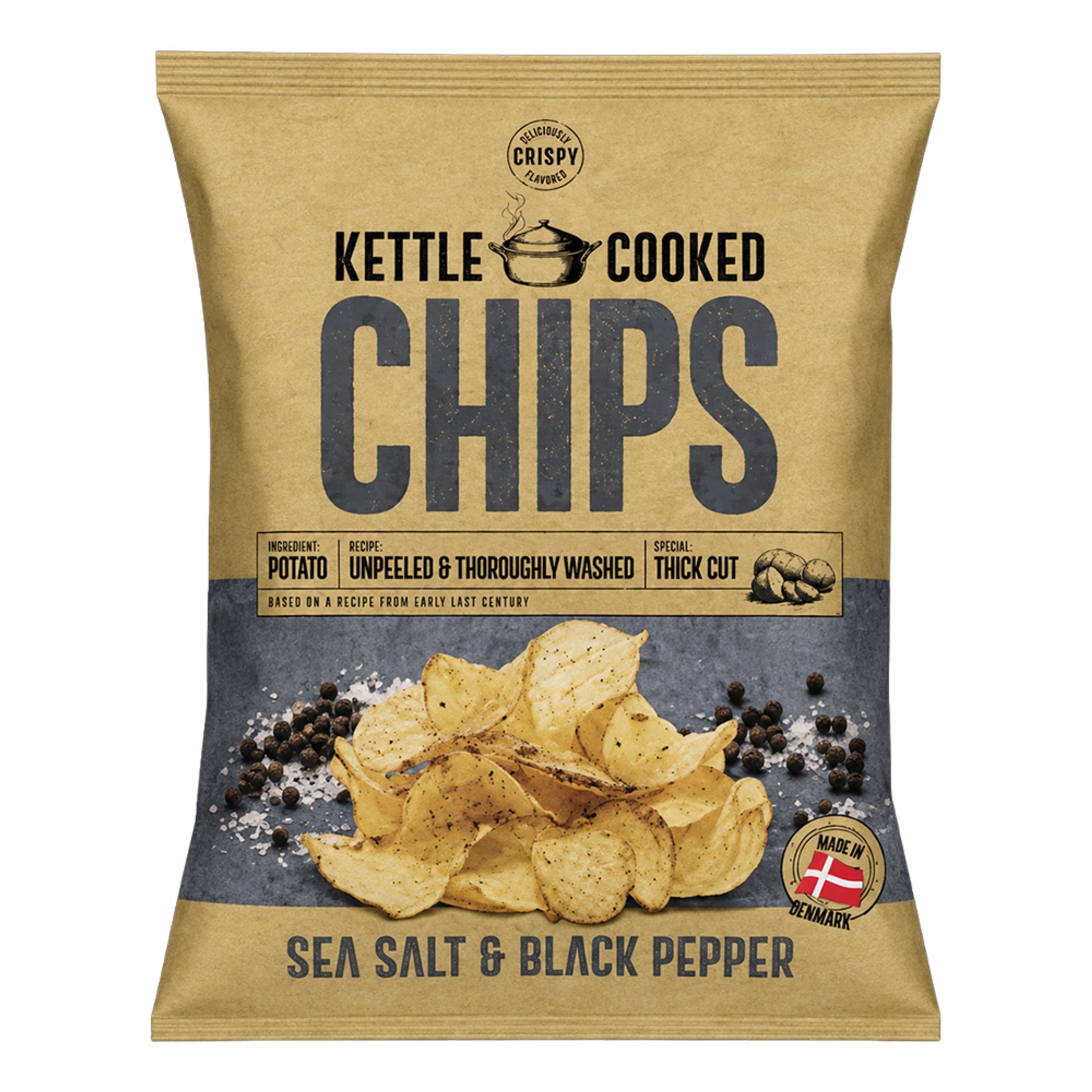 Kettle Cooked Salt & Peber Chips - 150 g