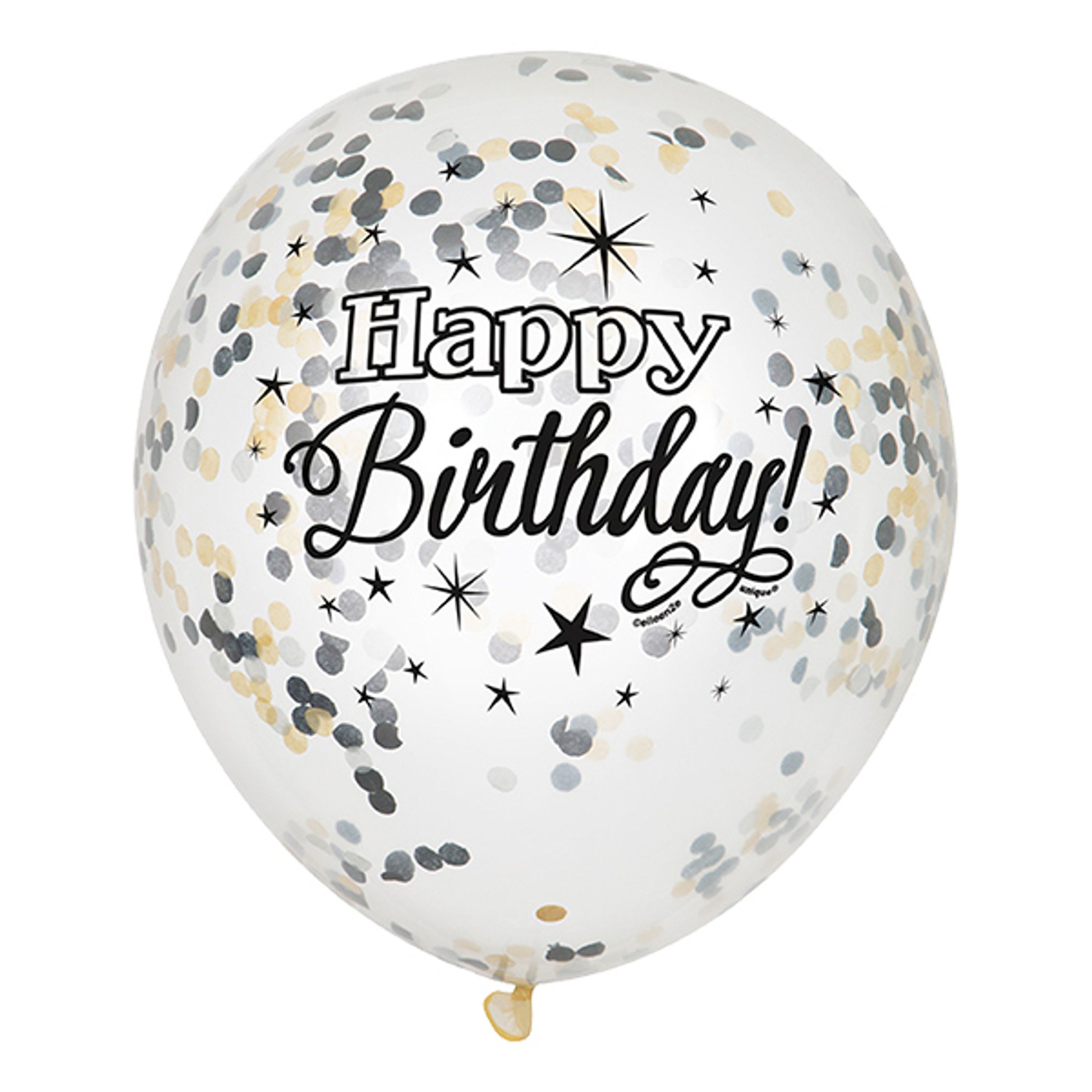 Konfettiballoner Glitter Happy Birthday - 6-stk