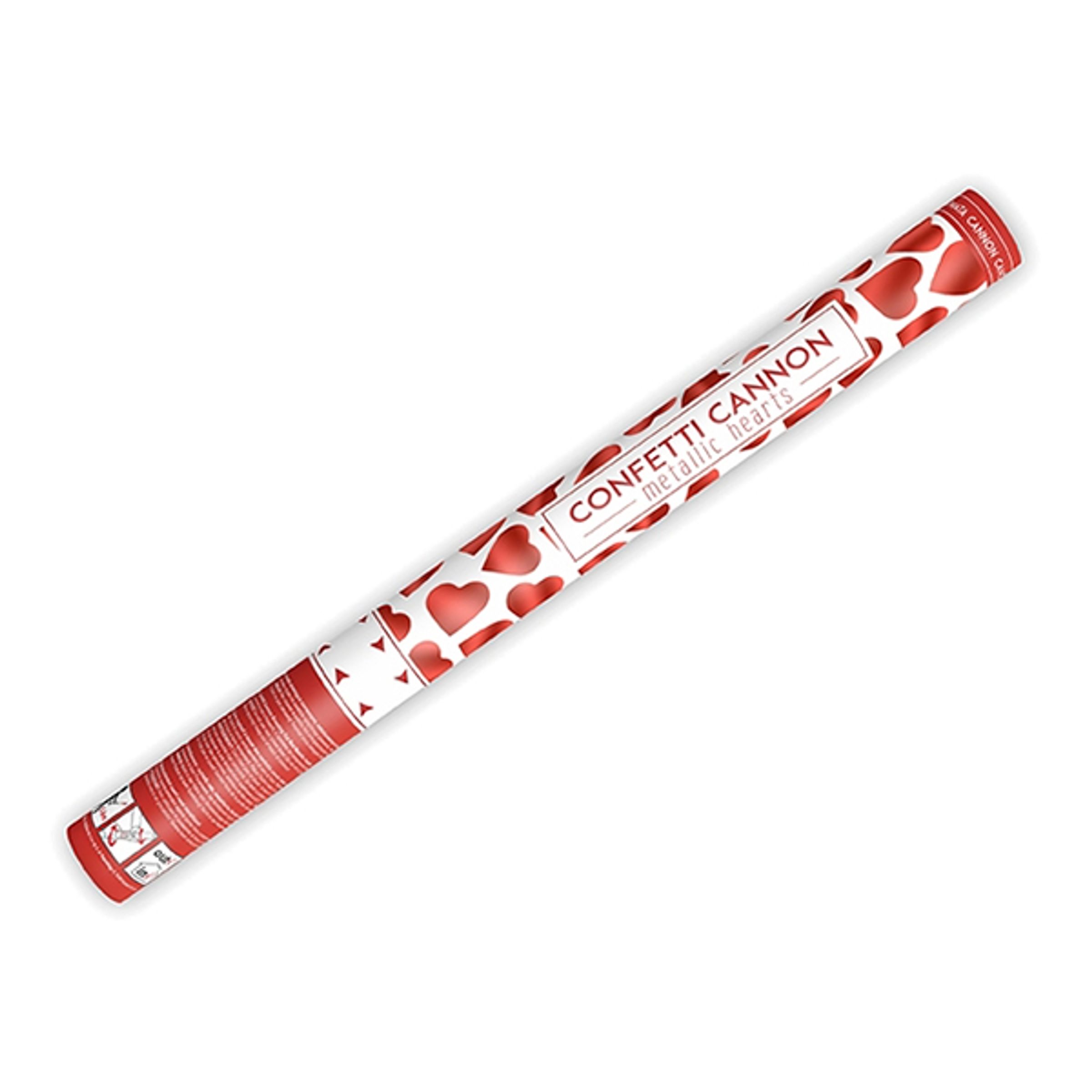 Konfettikanon Hjerter Røde - 60 cm