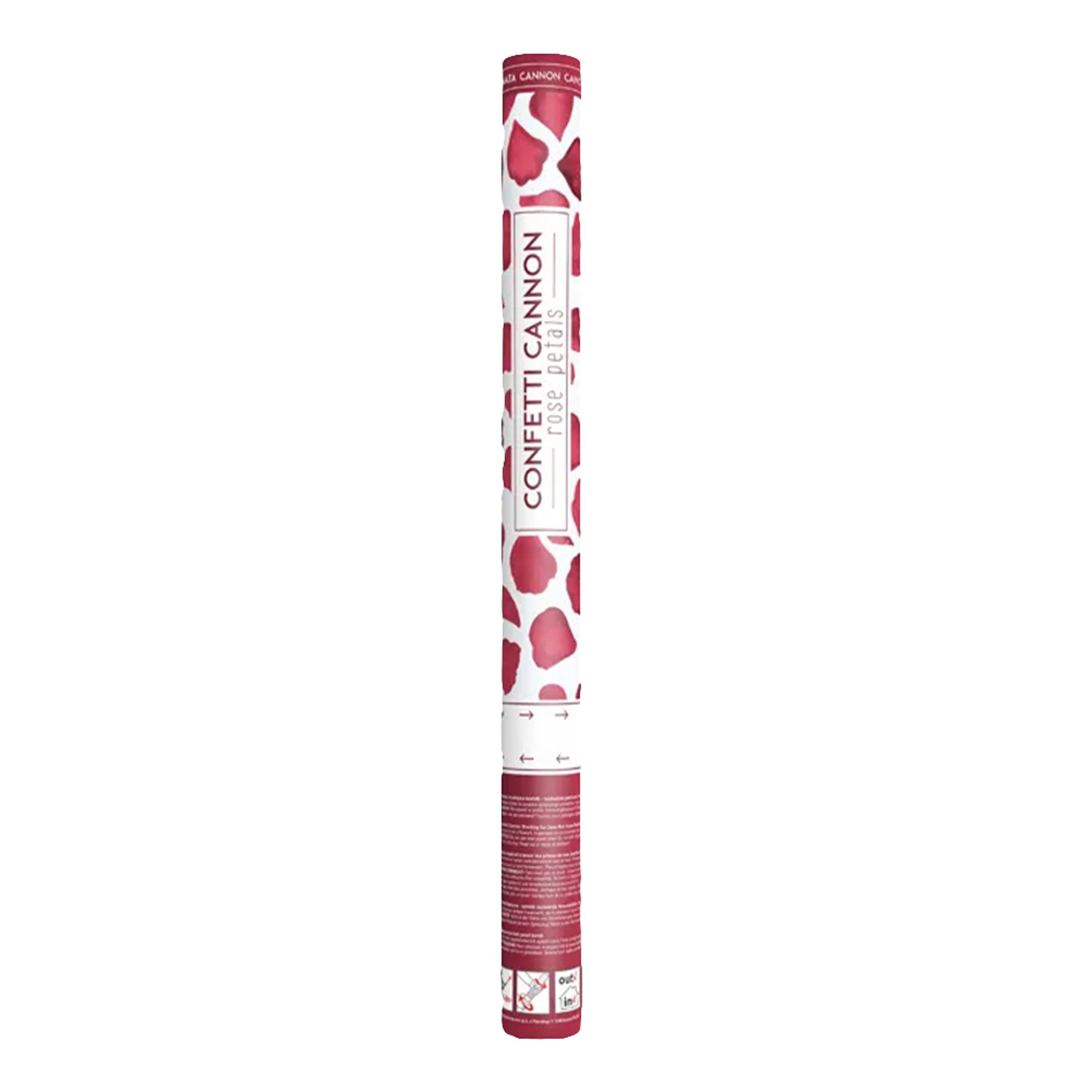 Konfettirør med røde rosenblade, 60 cm
