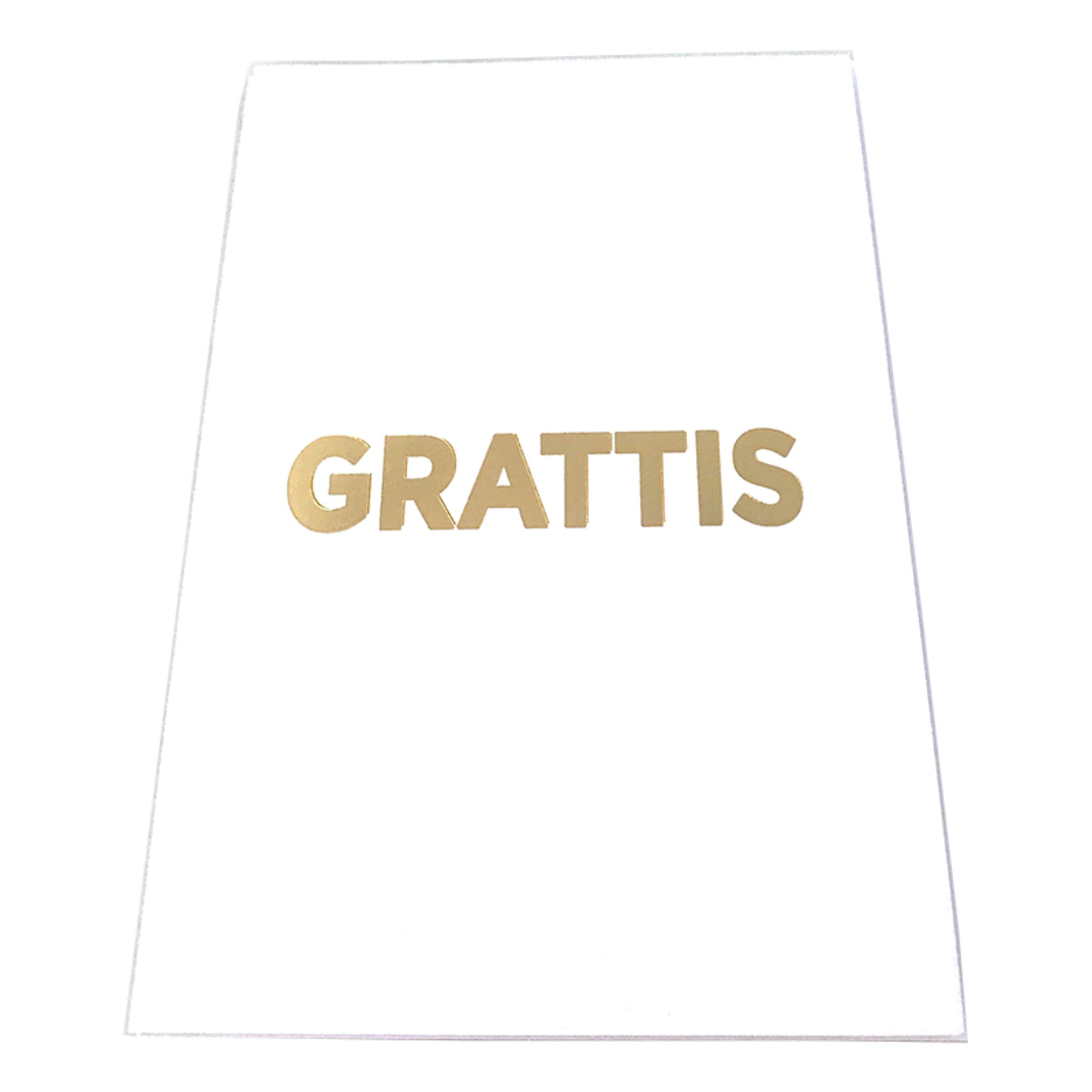 Kort Grattis Vit med Guldtext | Hem - Festartiklar - Hälsningskort - Gratulationskort | Party Outlet