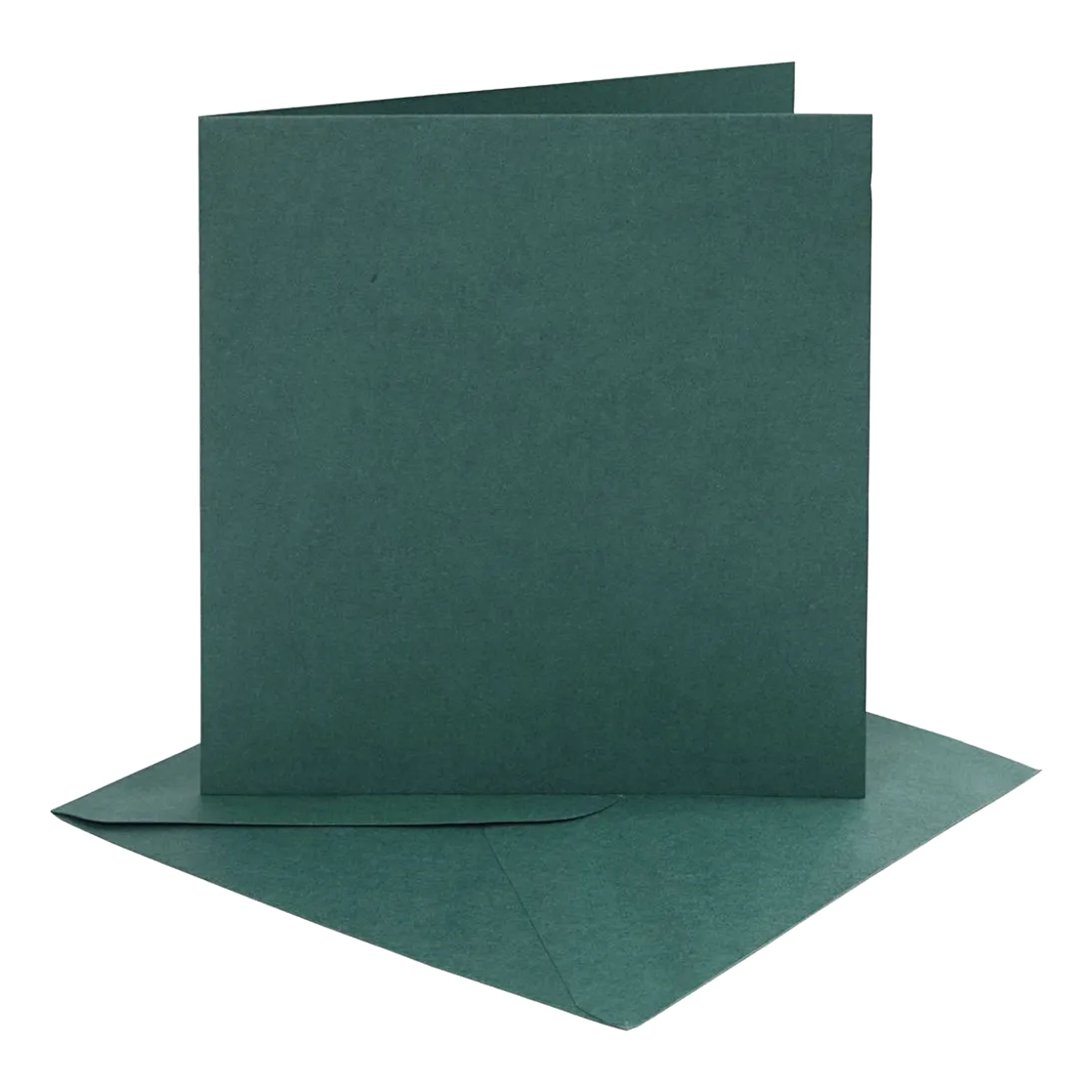 Kort Og Kuverter - Kort Str. 15,2x15,2 Cm - Kuvert Str. 16x16 Cm - 230 G - Mørk Grøn - 4 Sæt