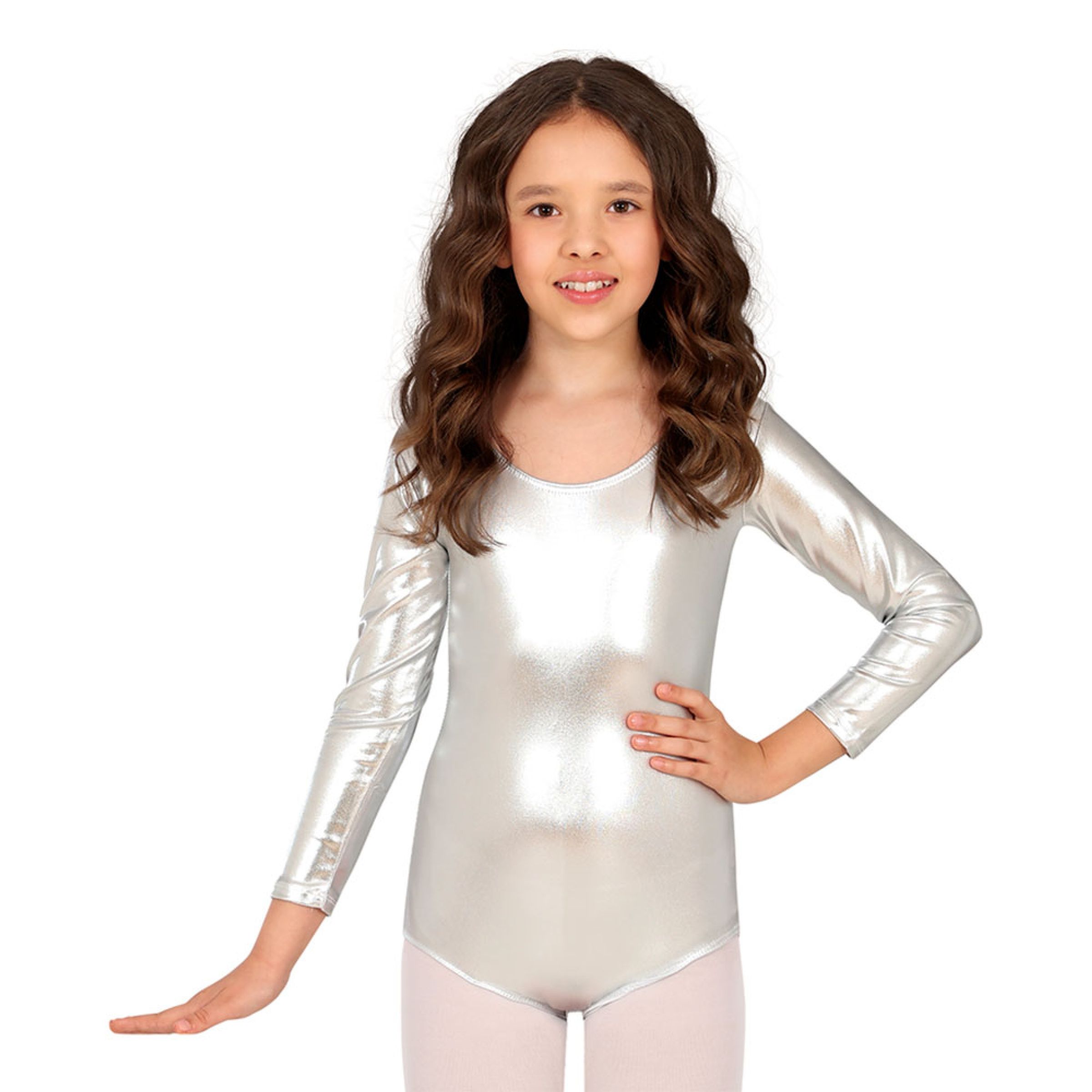 Langermet Body til Barn Silver Metallic - Medium