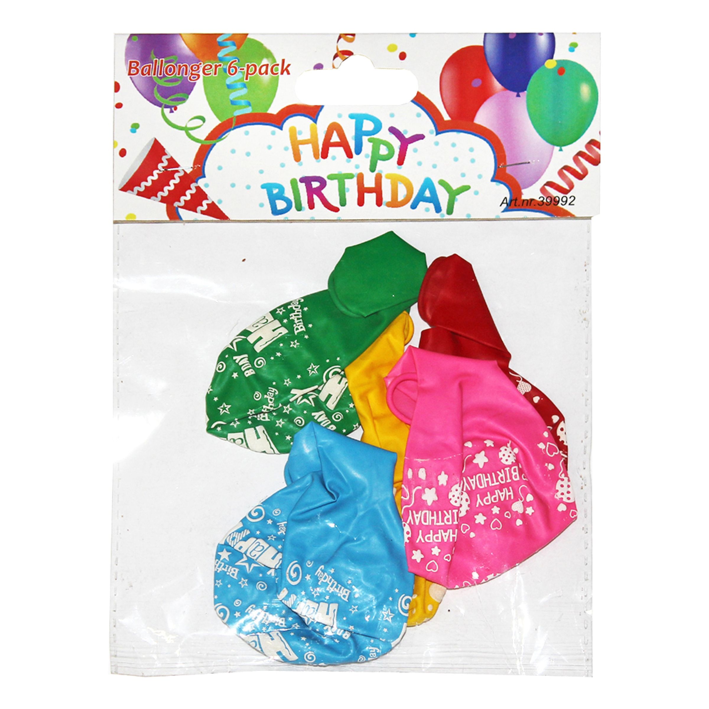 Balloner Happy Birthday - 6-pak