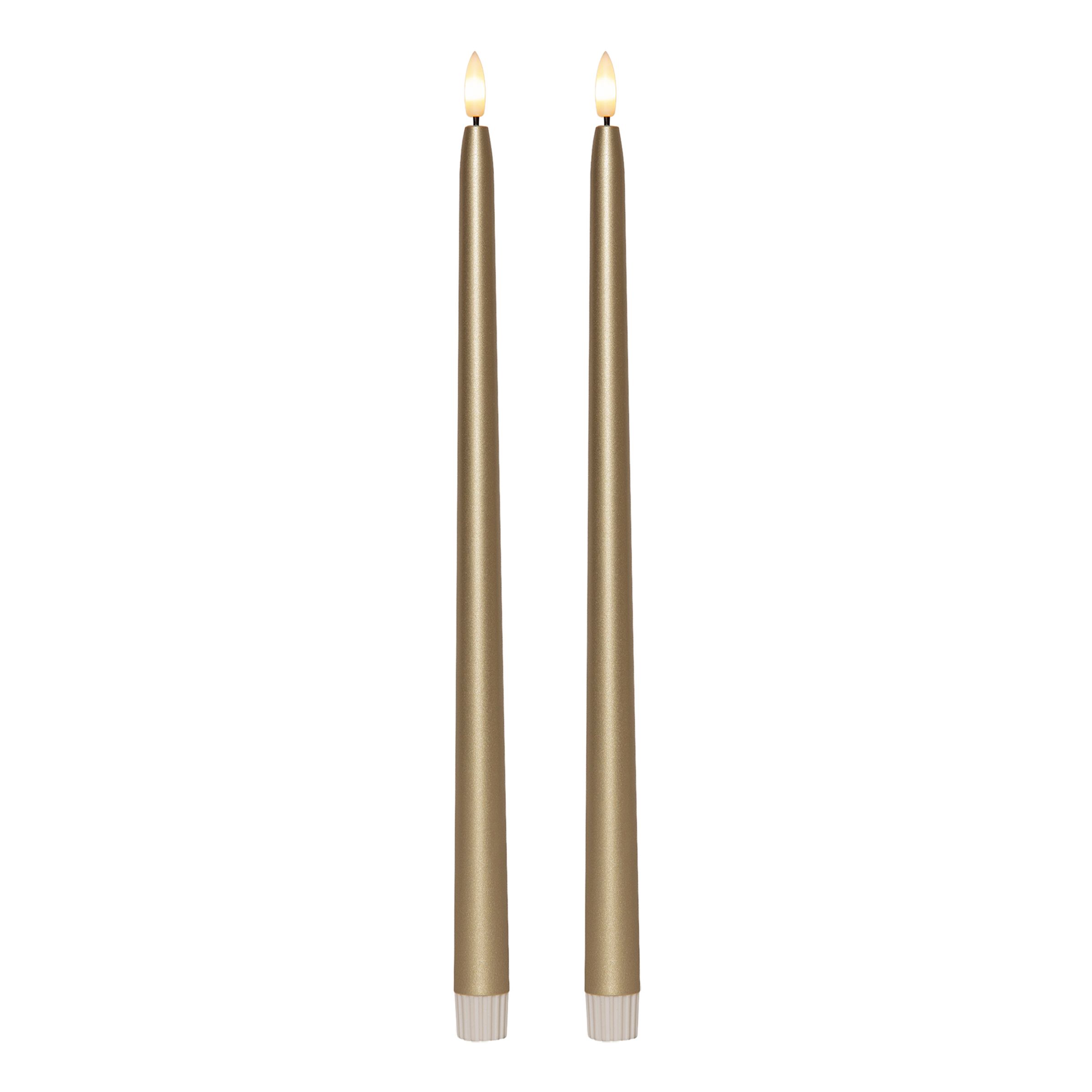 LED Antiklys Lange Metallic Guld - 2-pak