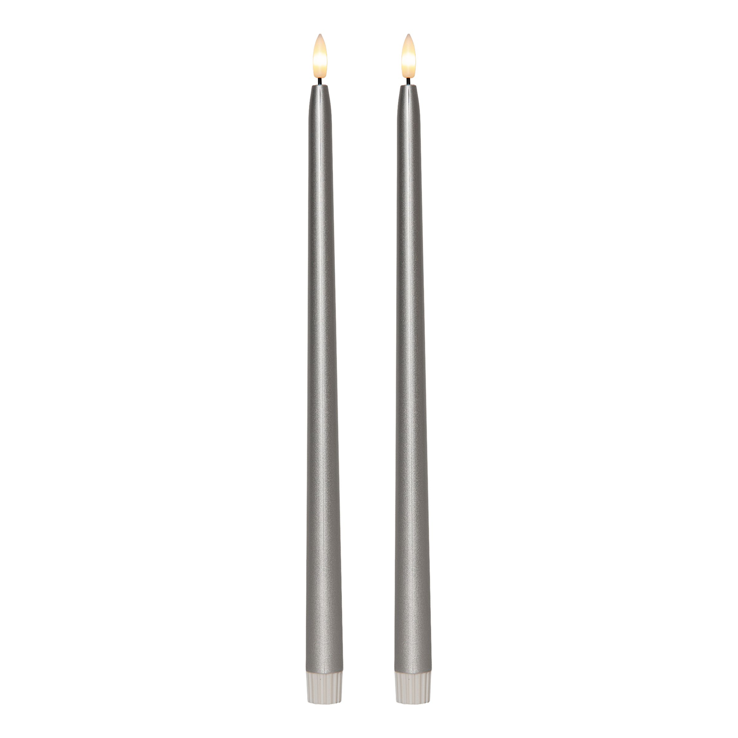 LED Antiklys Lange Metallic Sølv - 2-pak