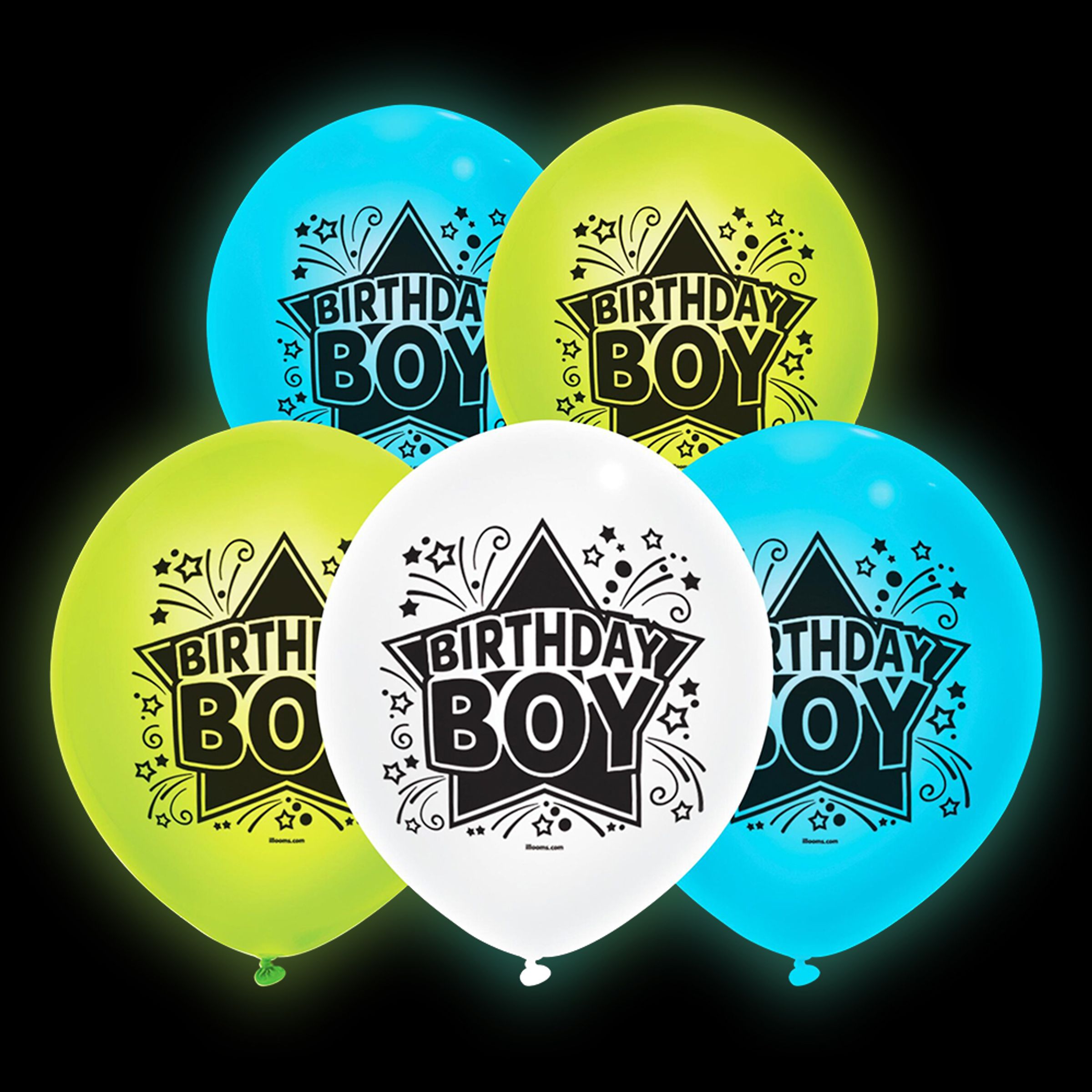 LED-Balloner Birthday Boy - 5-pak