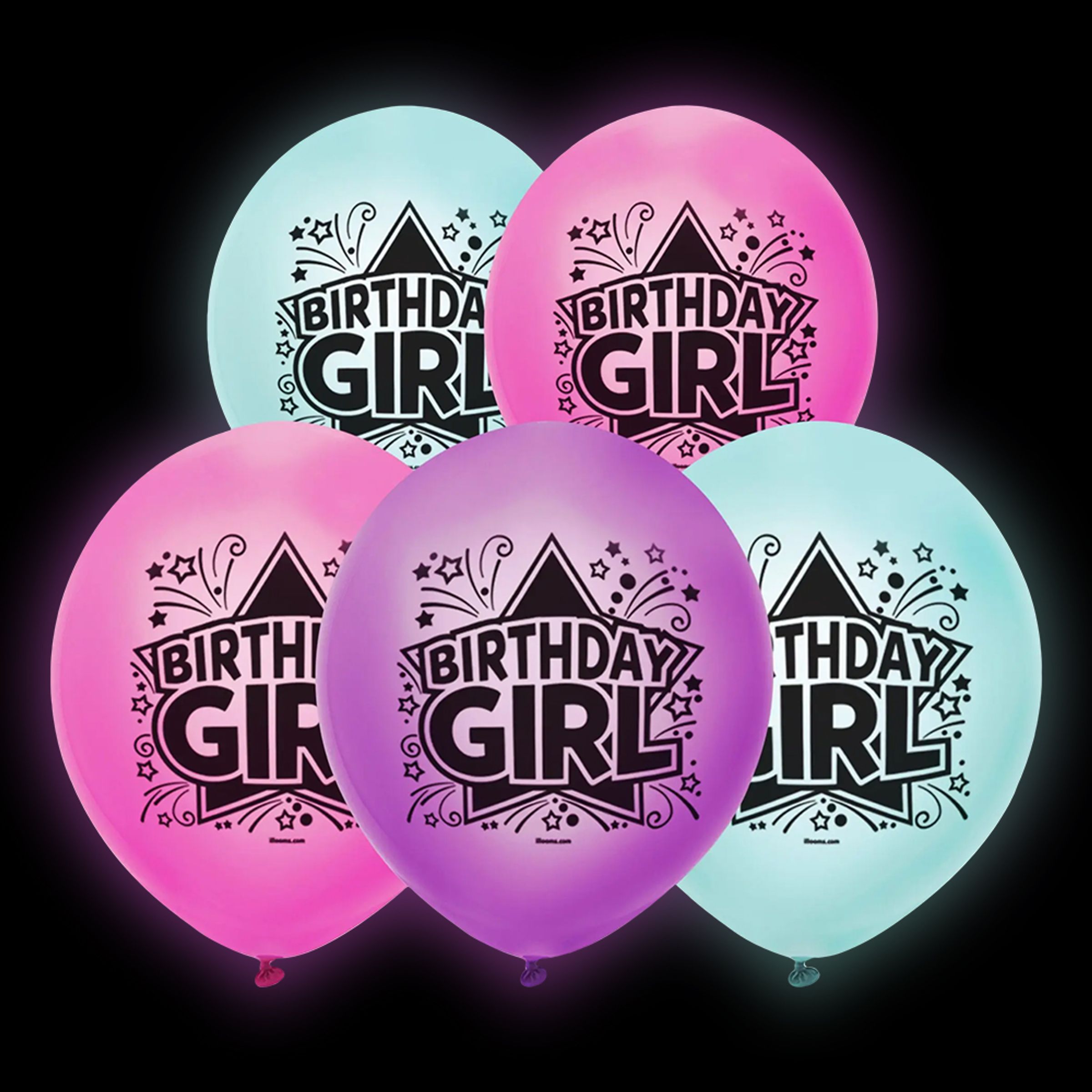 LED-Balloner Birthday Girl - 5-pak