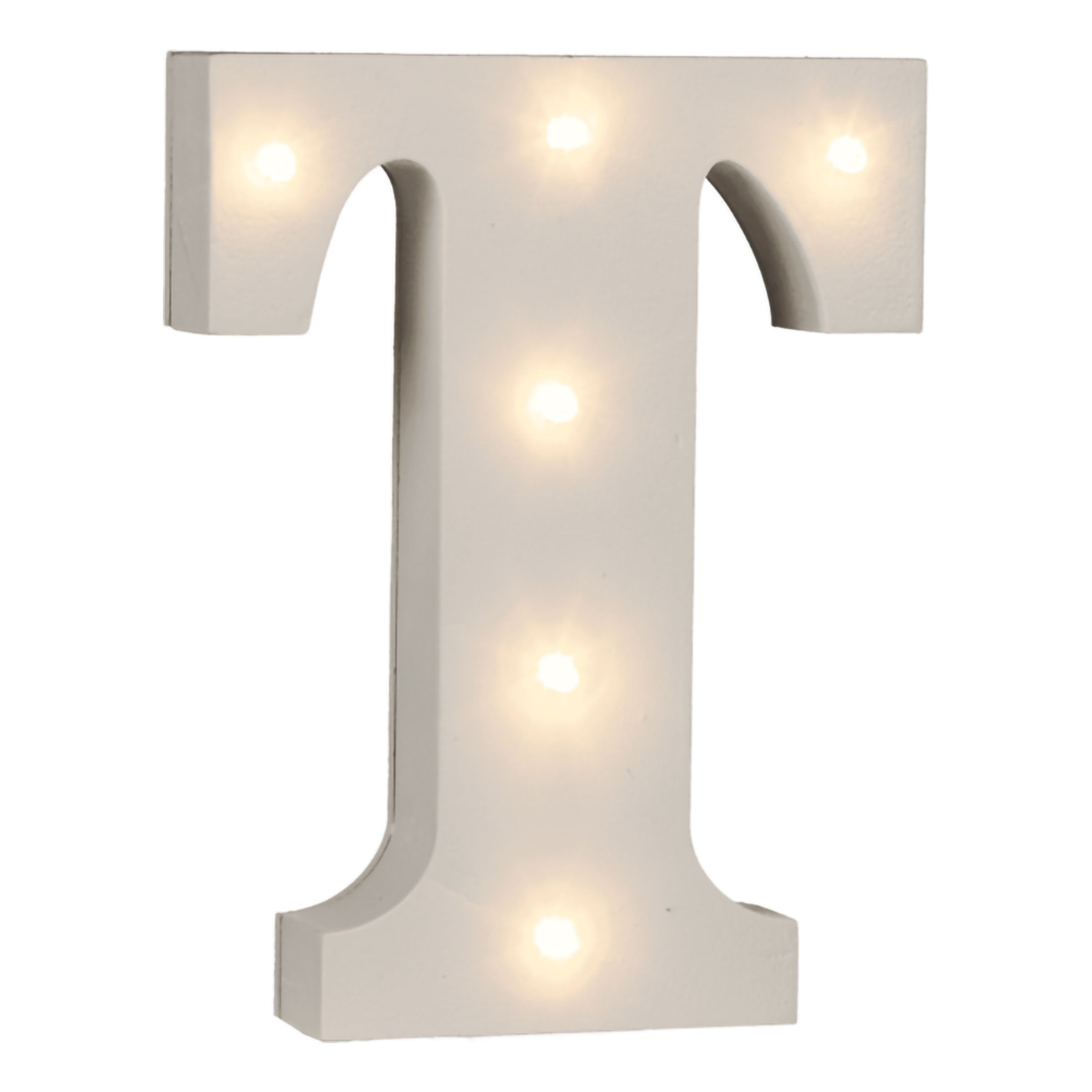LED-bogstav i Træ Hvid - Bogstav T