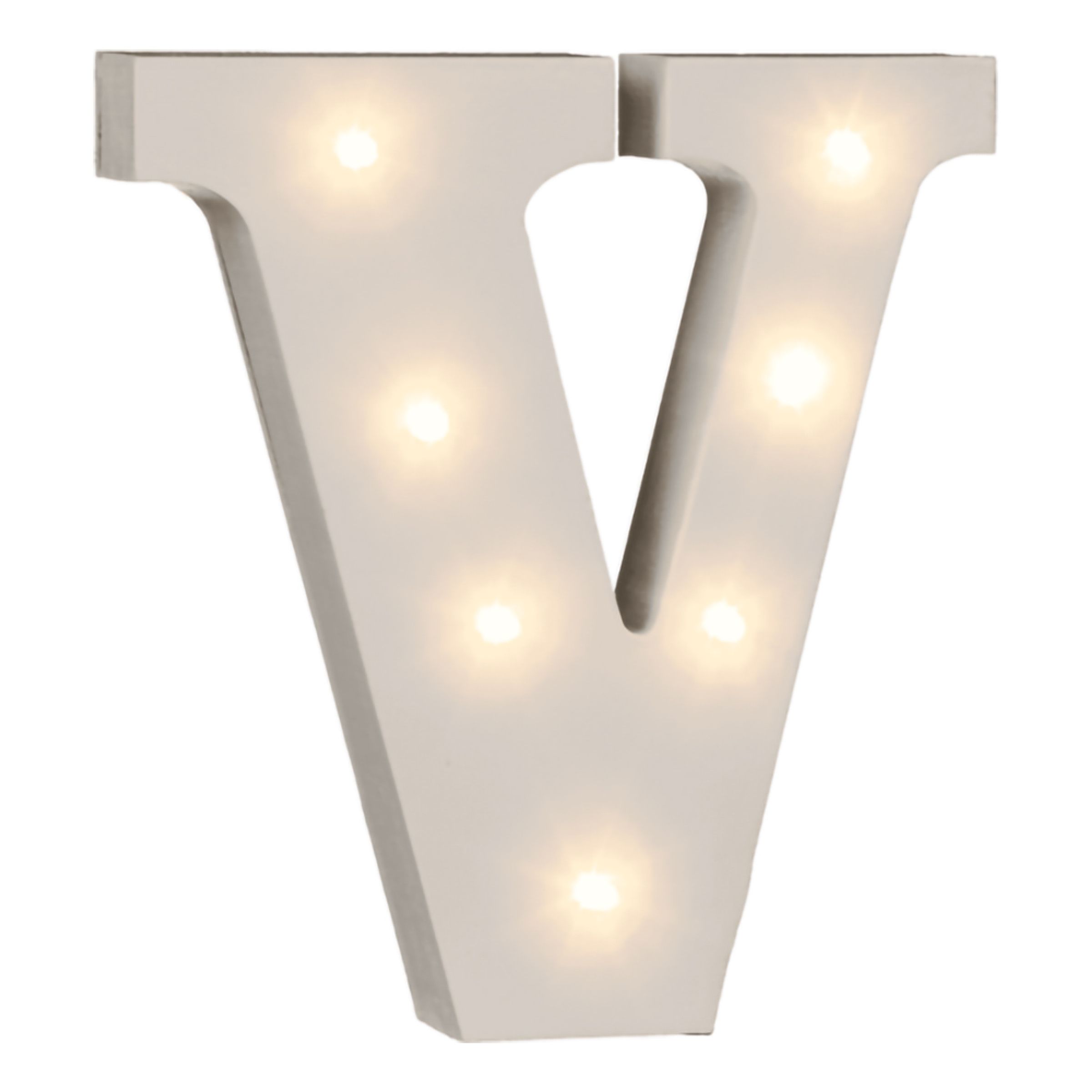 LED-bogstav i Træ Hvid - Bogstav V