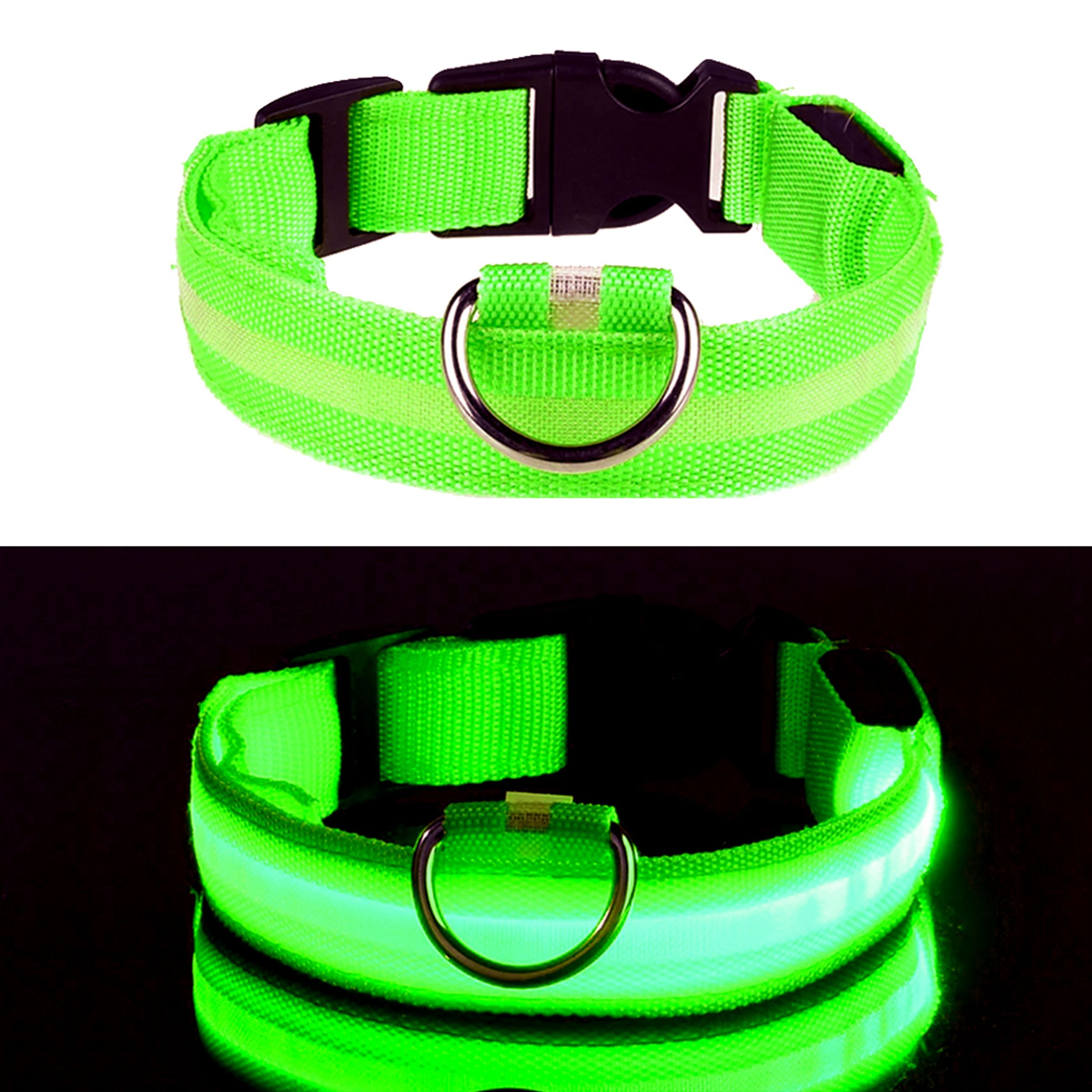 LED Hundehalsbånd - Grøn - Small