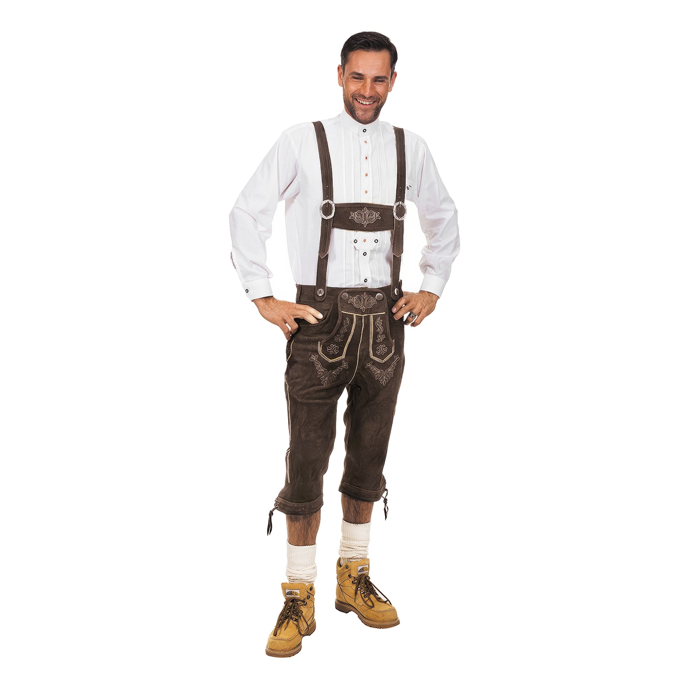 Oktoberfest Lederhosen Brune Deluxe - Størrelse 48