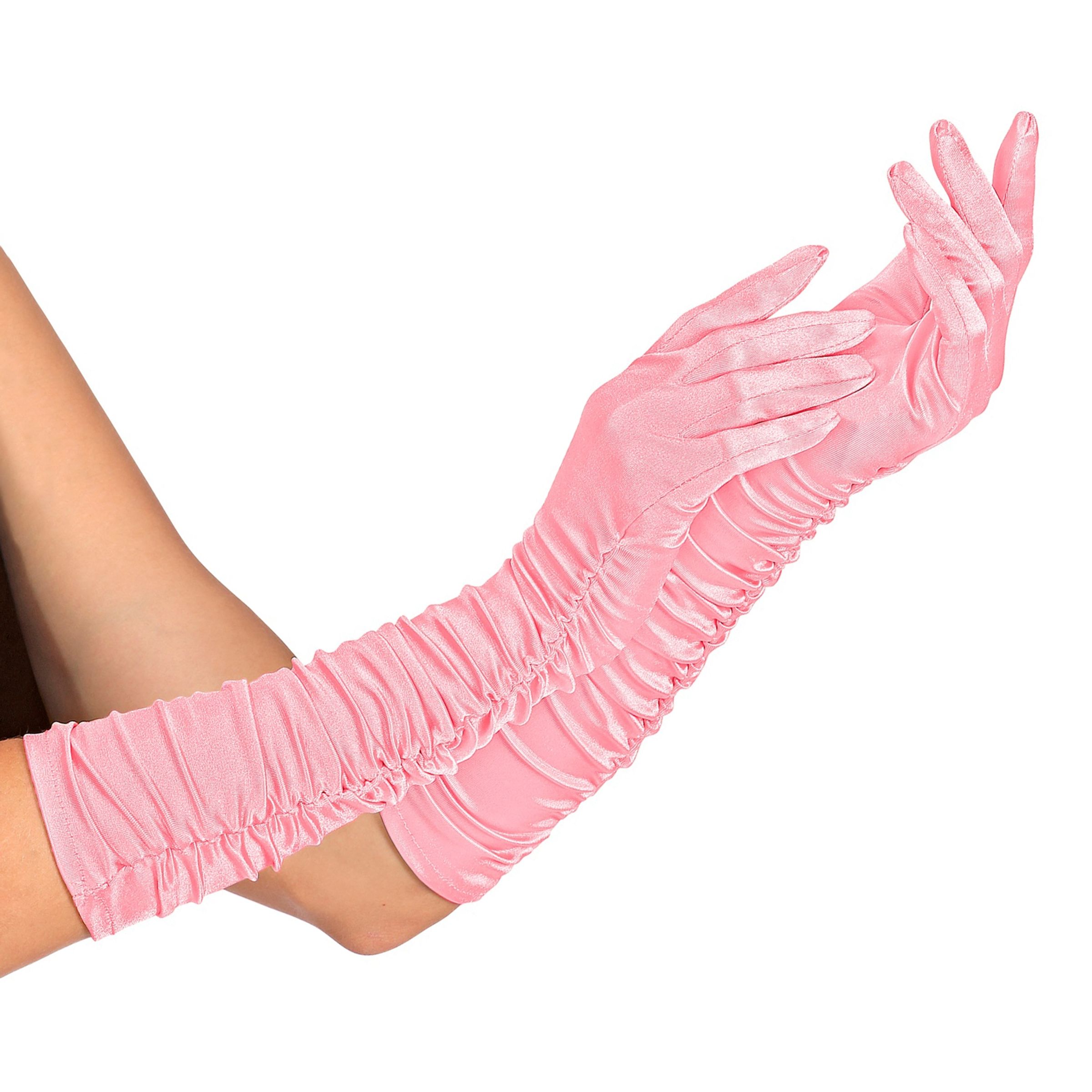 Rosa Satinhandskar Långa - One size | Hem - Maskerad - Tillbehör - Maskeradaccessoarer | Maskeradspecialisten