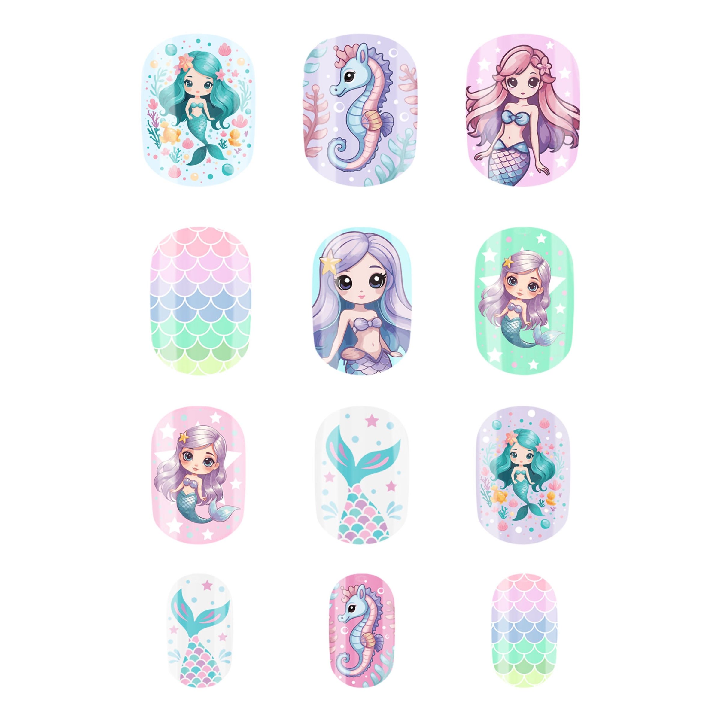 Løsnegler Mermaid for Barn - 12-pakning