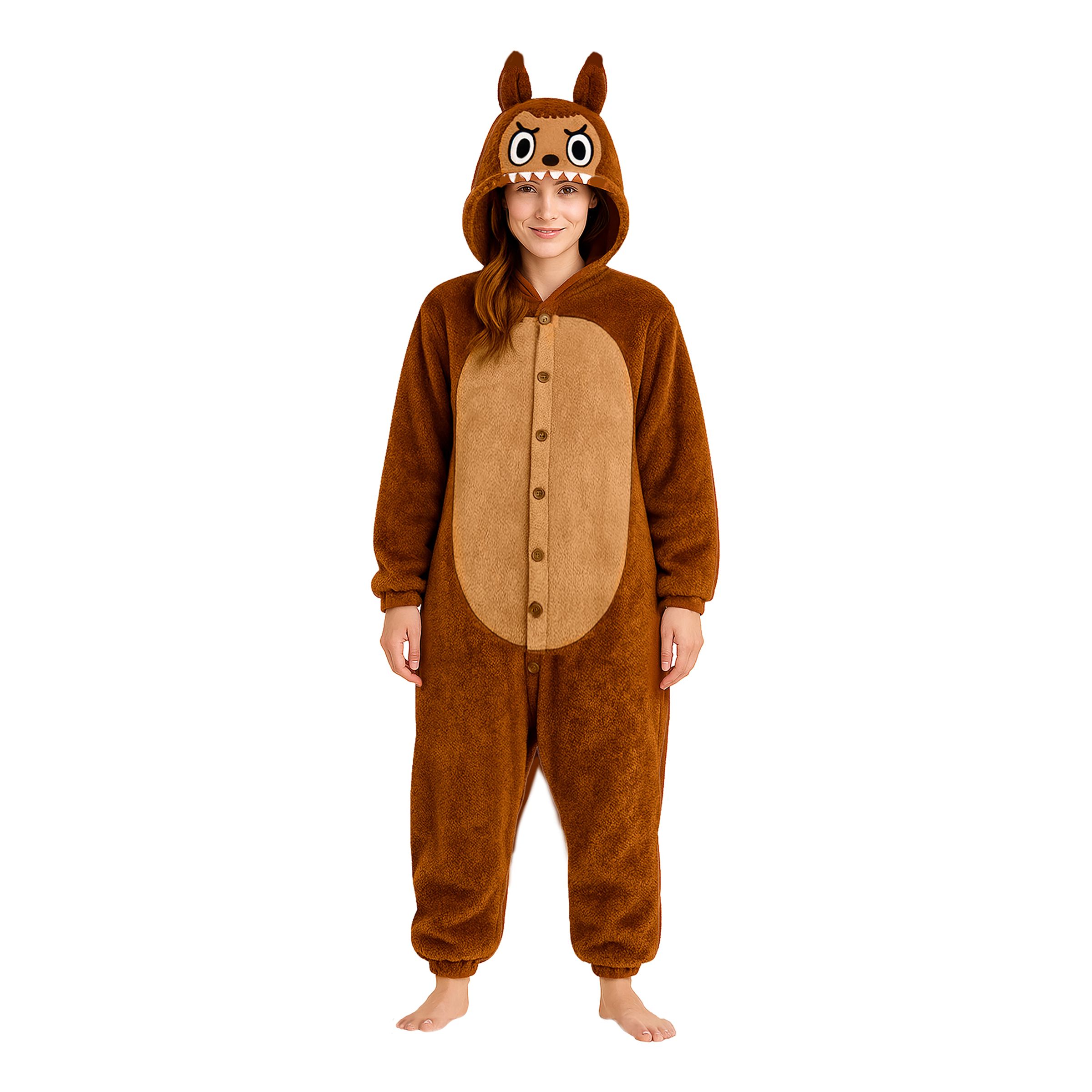 Lulu Monster Brun Onesie Dam Maskeraddräkt - Large