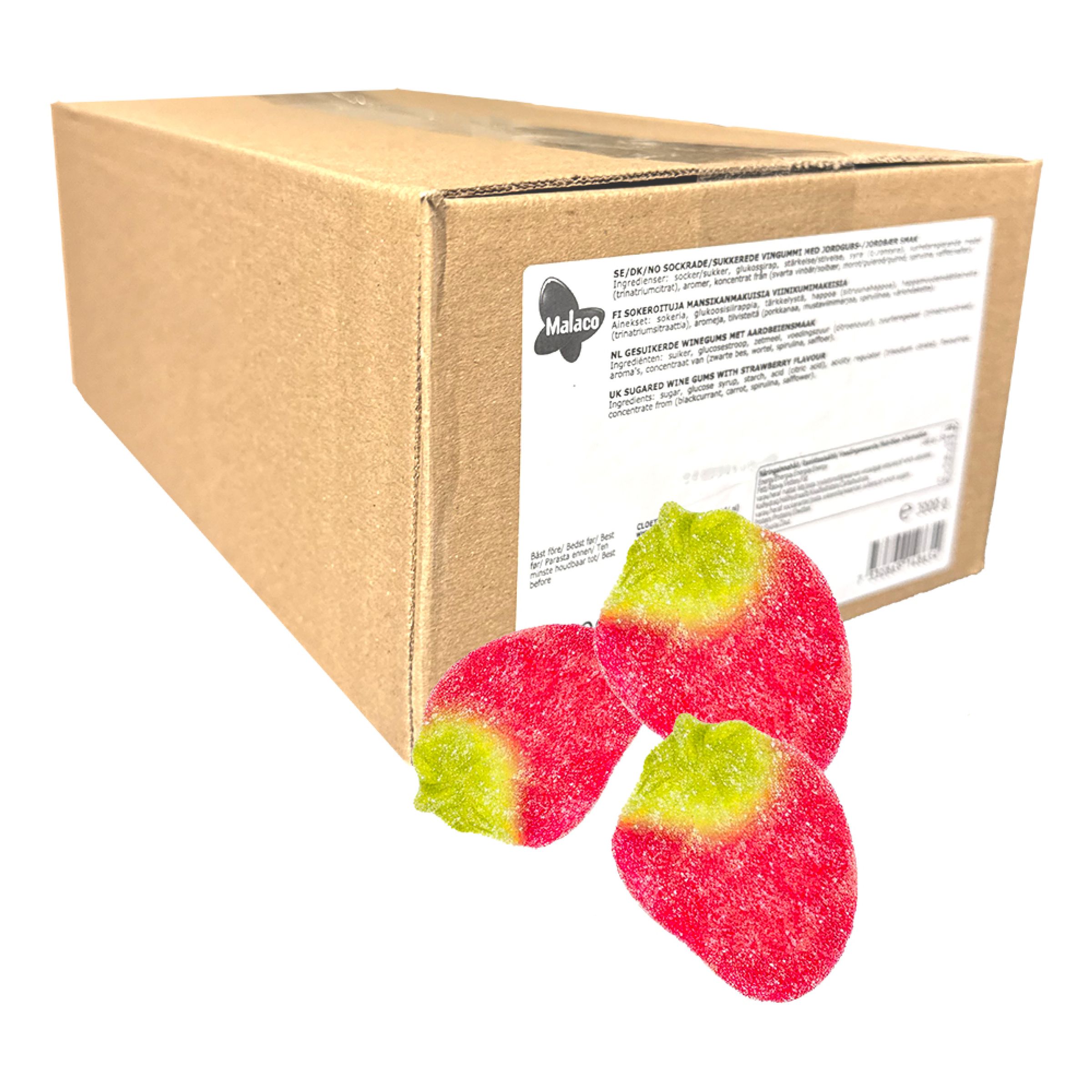 Malaco Sødede Jordbær Økonomipakke - 3 kg