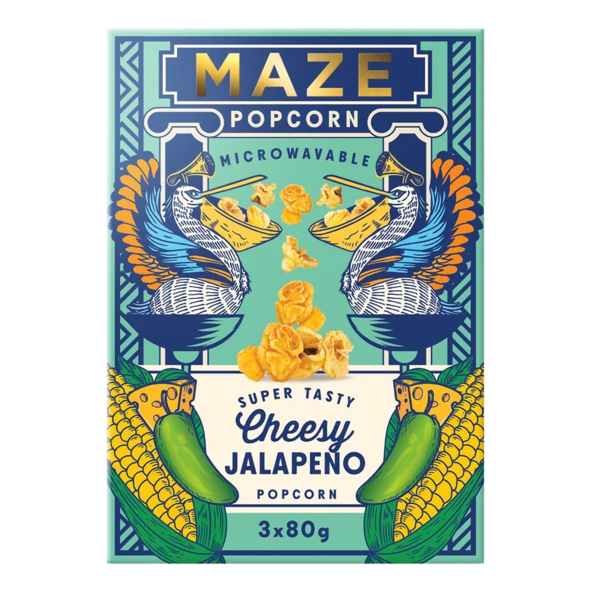 Maze Cheesy Jalapeno Popcorn - 3 x 80 g | Hem - Godis & Läsk - Snacks | Maskeradspecialisten