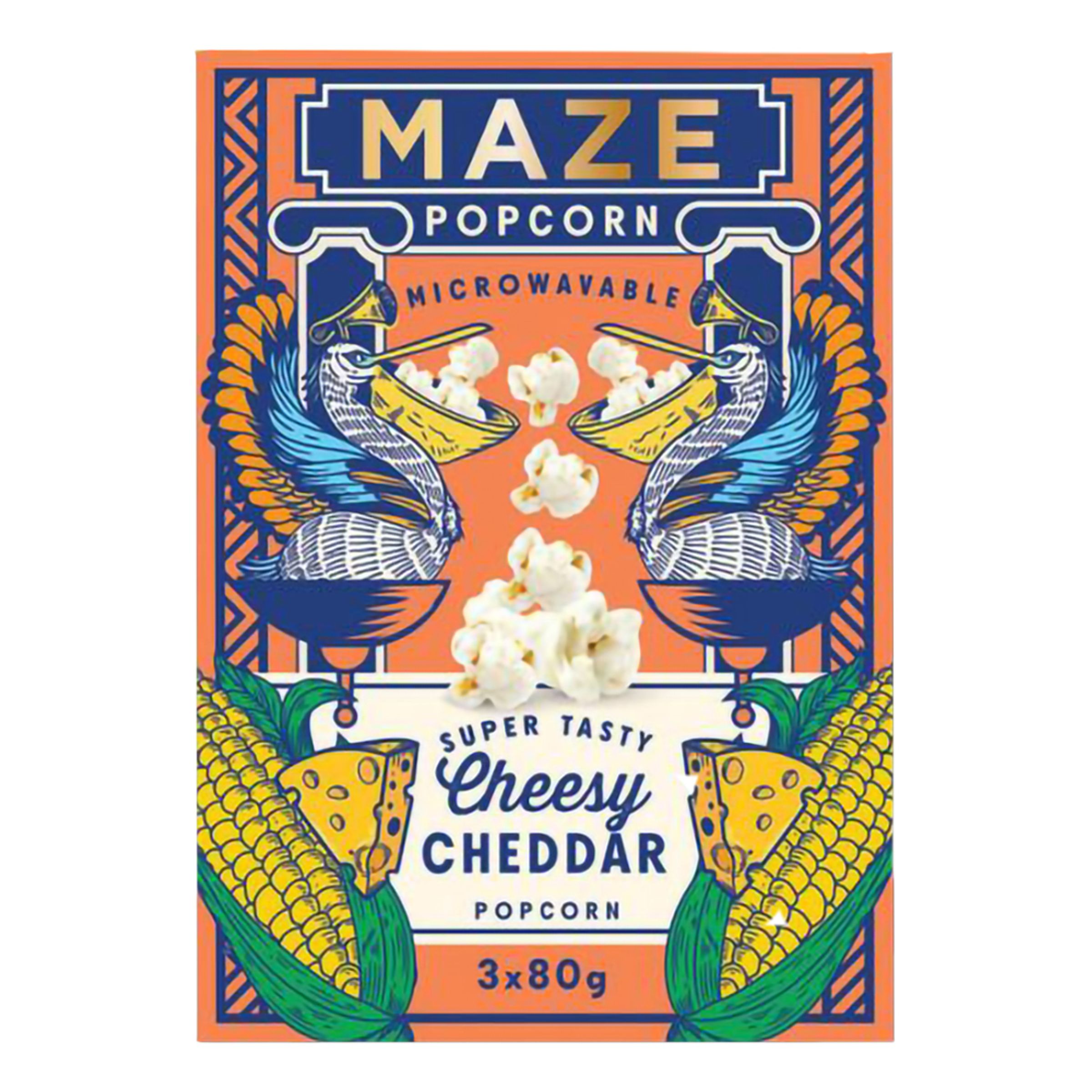 Maze Popcorn Cheesy Cheddar - 3 x 80 g | Hem - Godis & Läsk - Snacks - Popcorn | Maskeradspecialisten