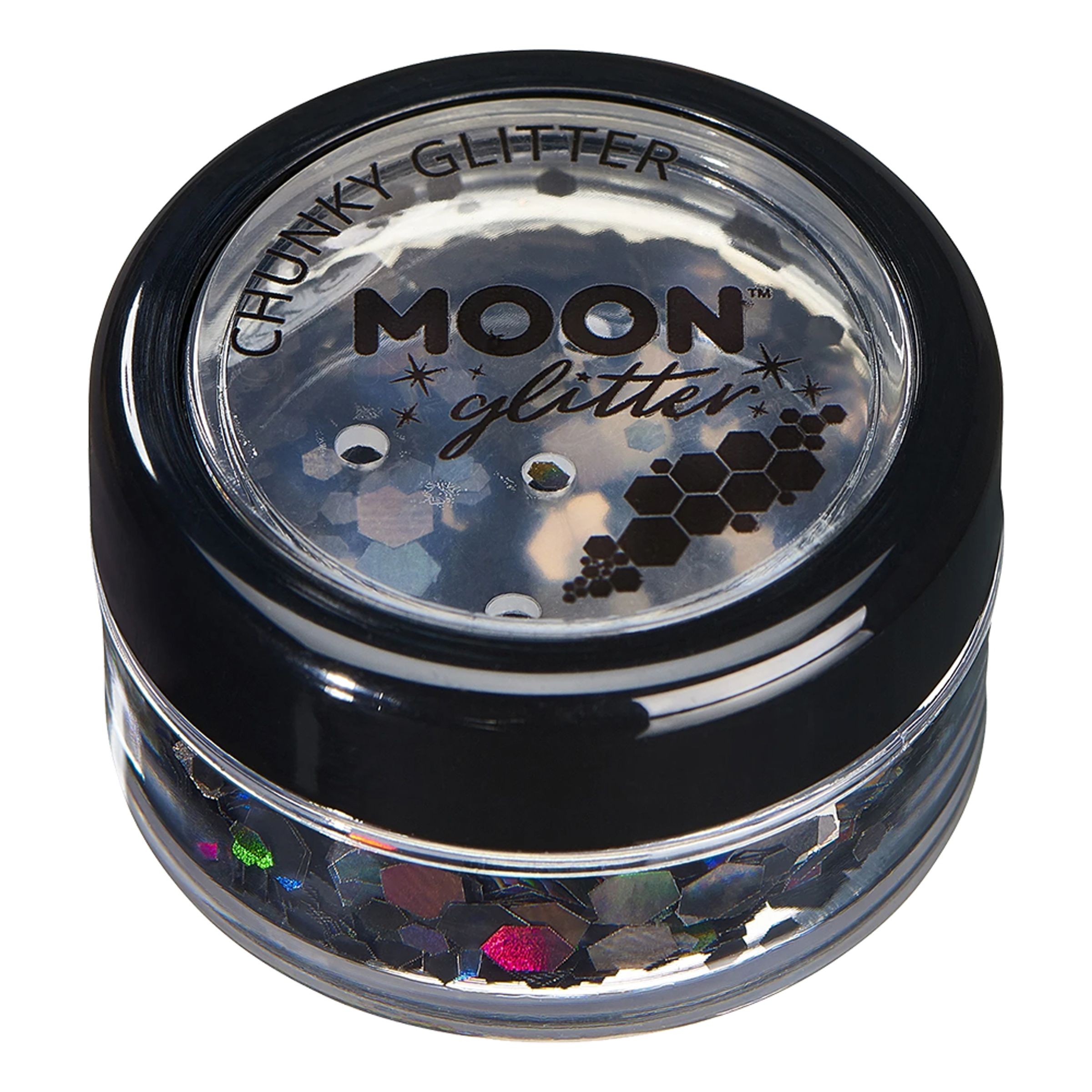 Moon Creations Holografisk Chunky Glitter - Sort