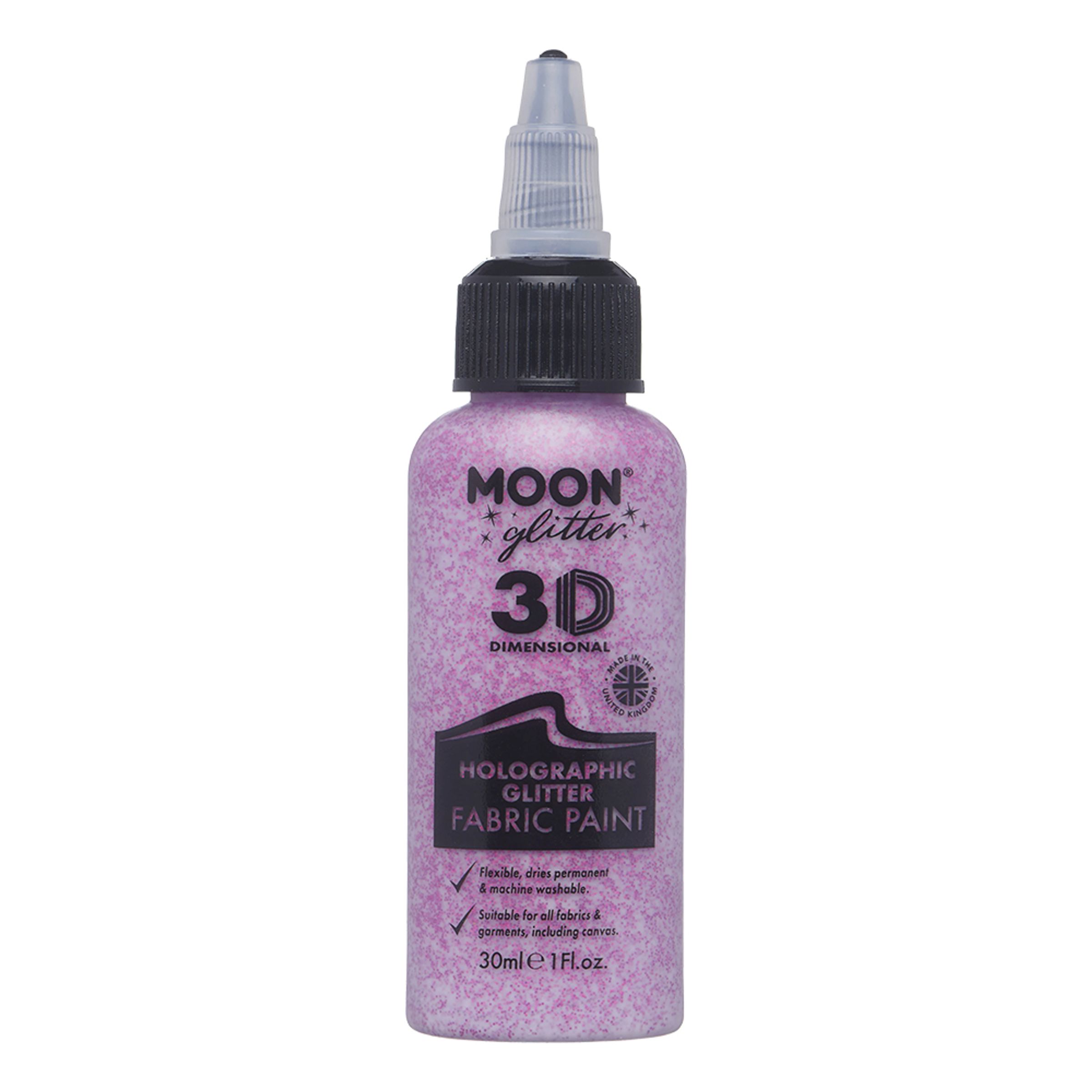 Moon Creations Holografisk Glitter Tekstilfarve - Lyserød
