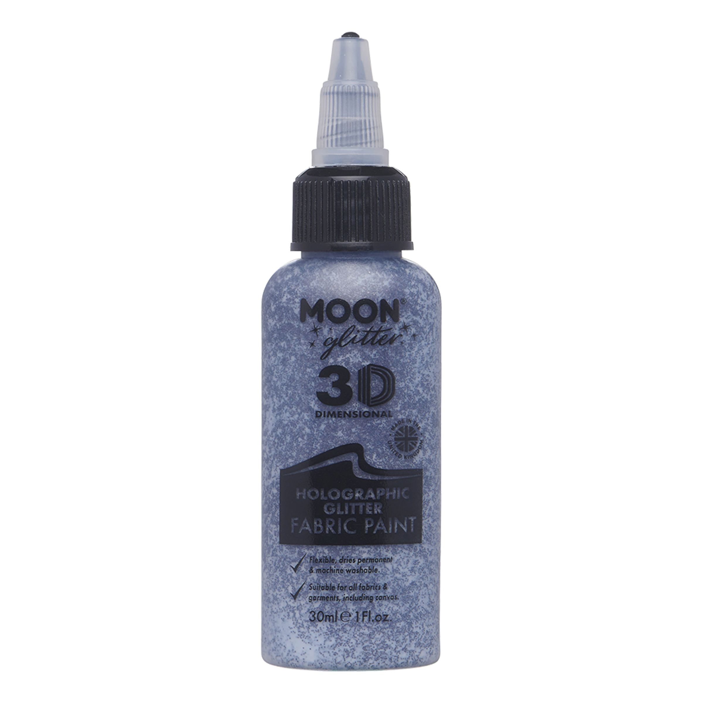 Moon Creations Holografisk Glitter Tekstilfarve - Sort