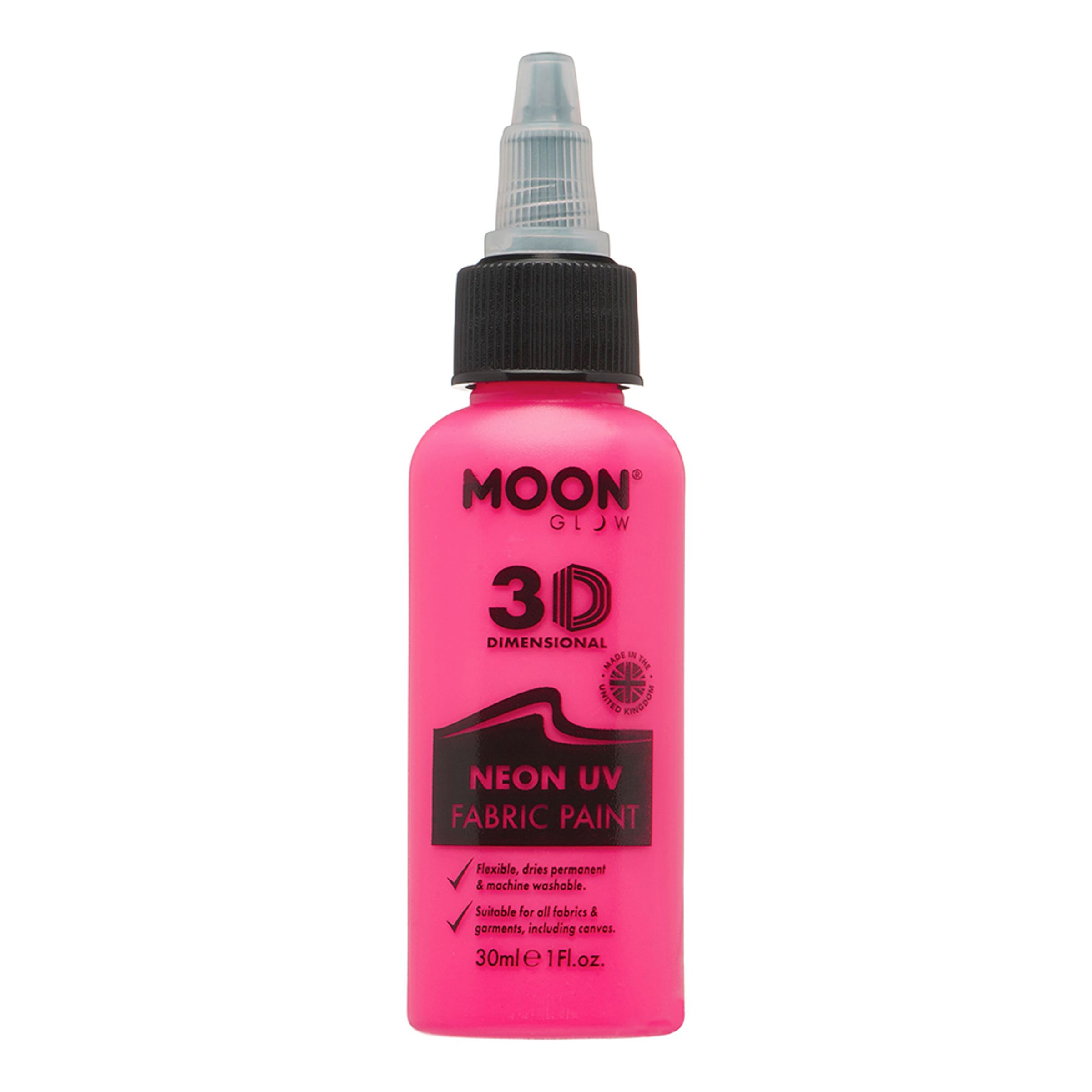 Moon Creations UV Neon Tekstilfarve - 30 ml Lyserød