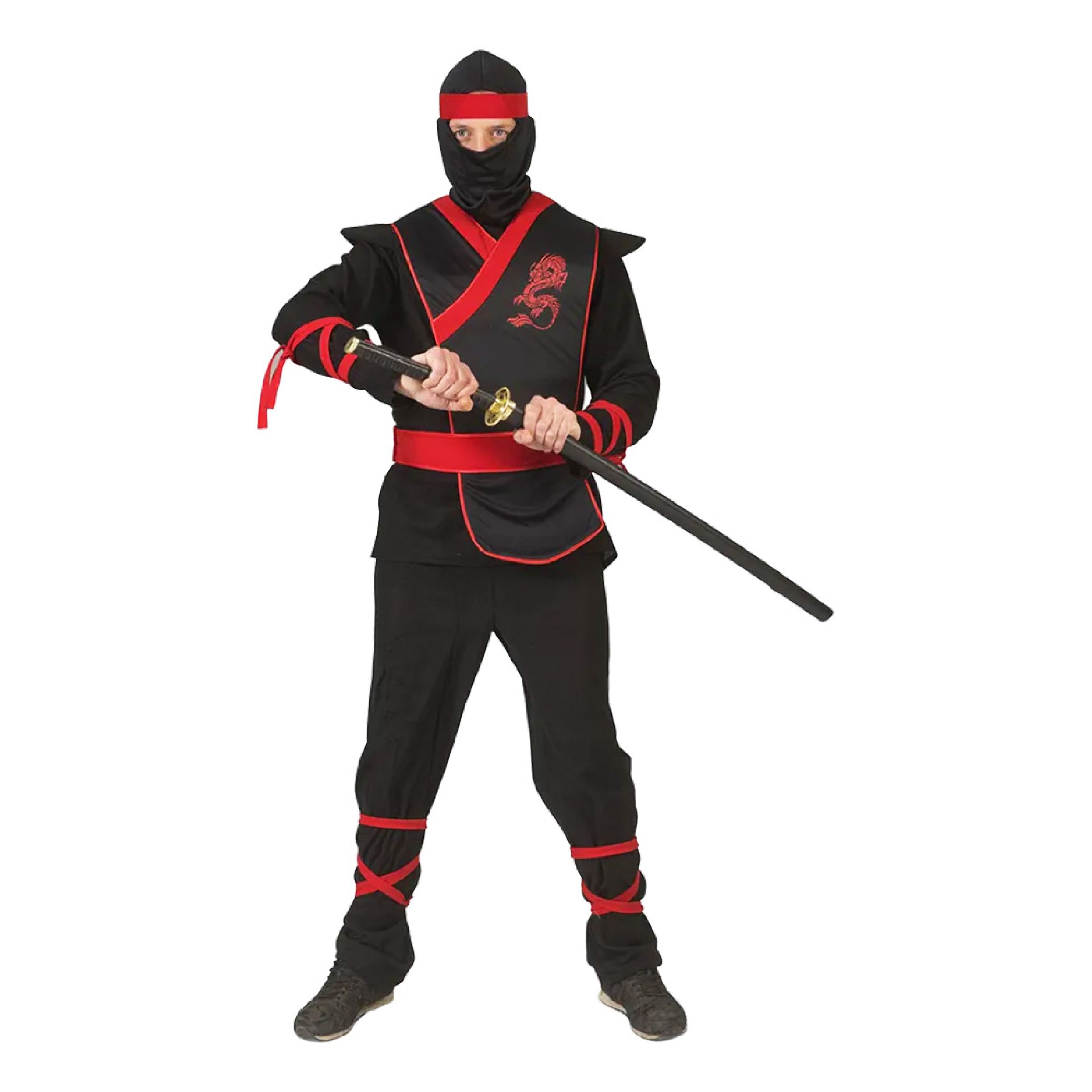 Ninja Svart/Röd Maskeraddräkt - X-Large | Hem - Maskerad - Maskeraddräkter - Herrdräkter | Maskeradspecialisten