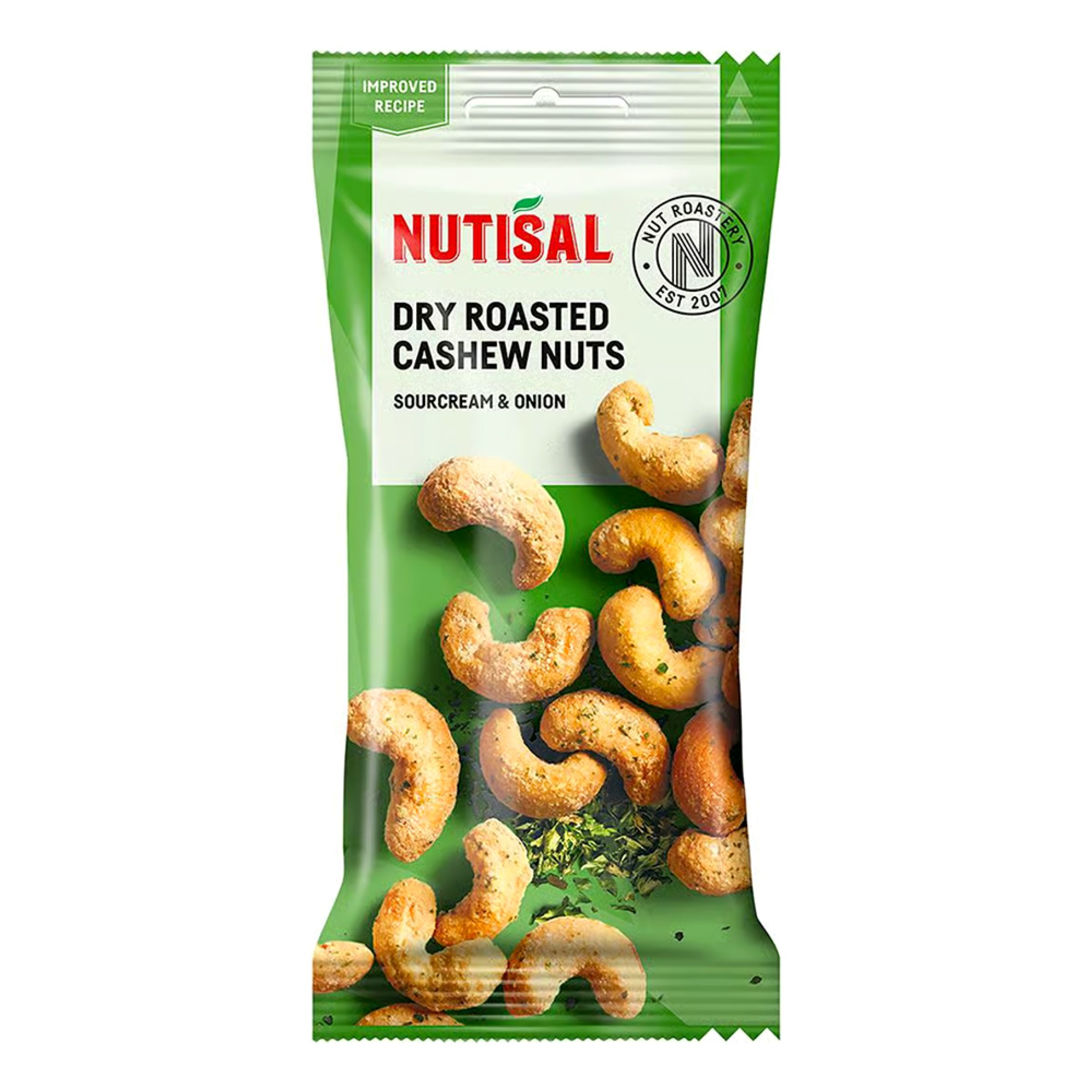 Nutisal Cashew Sourcream & Onion - 60 g | Hem - Godis & Läsk - Snacks - Nötter | Maskeradspecialisten