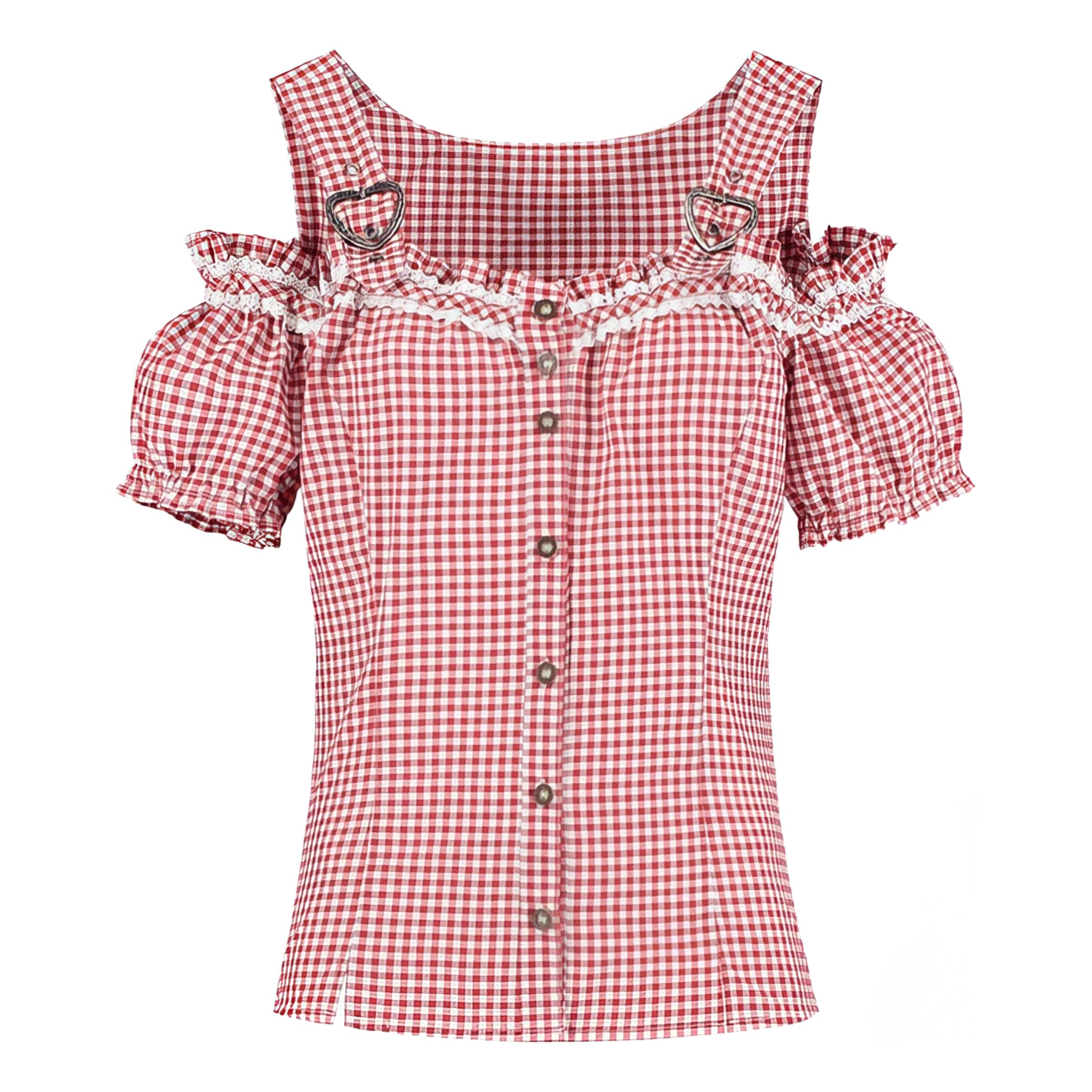 Oktoberfest Blus Vit/Röd Rutig - 38 | Hem - Maskerad - Maskeraddräkter - Damdräkter | Maskeradspecialisten