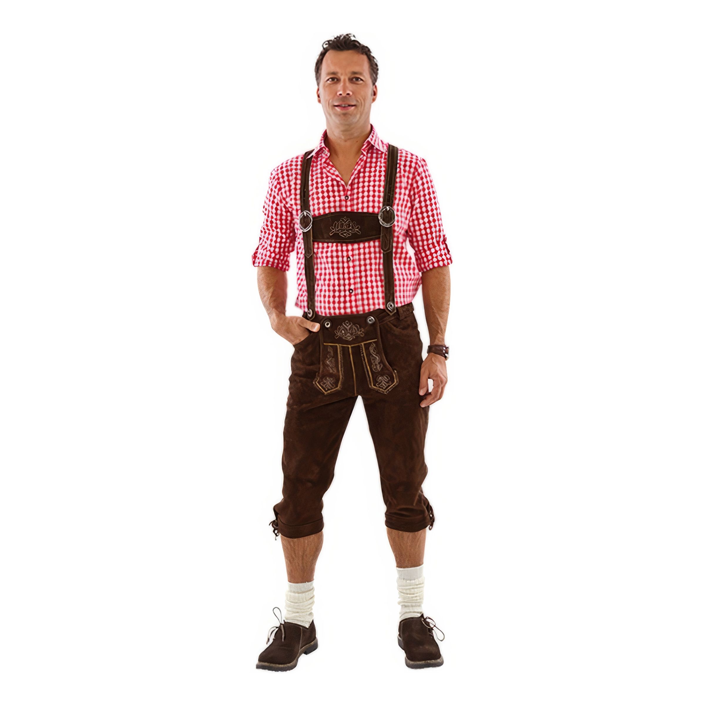 Oktoberfest Lederhosen Brune Deluxe - Størrelse 46 billede