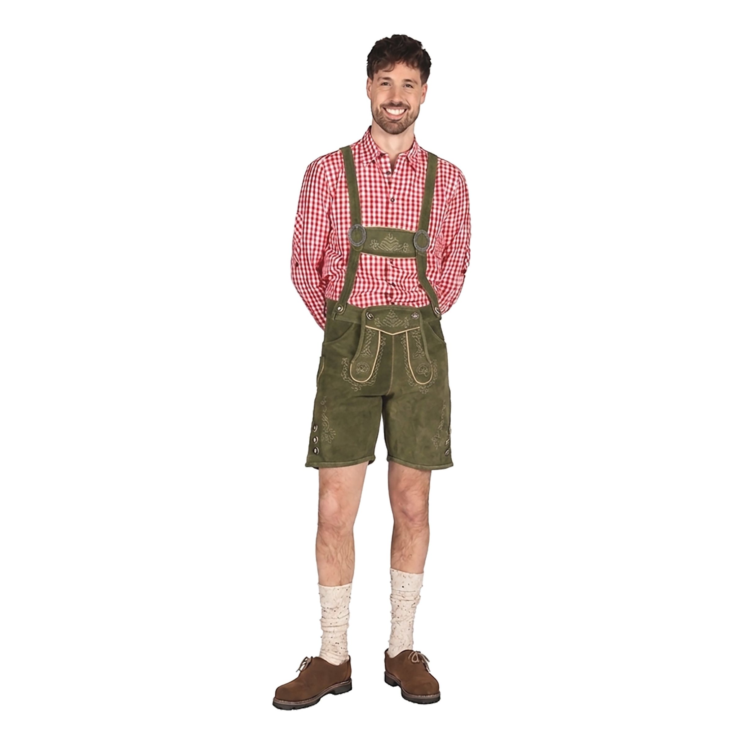 Oktoberfest Lederhosen Shorts Deluxe Grå/Grøn - 48