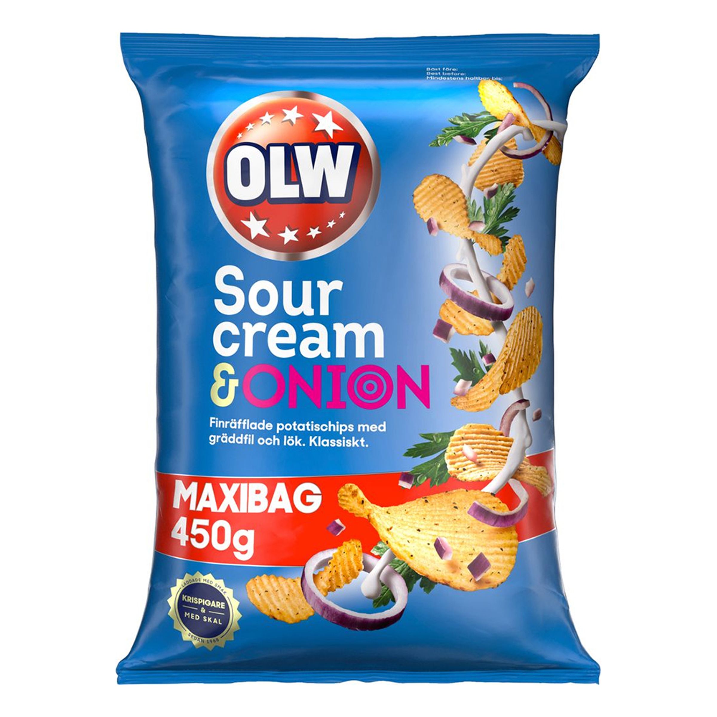 OLW Maxibag Sourcream & Onion - 450 g | Hem - Godis & Läsk - Snacks - Chips | Maskeradspecialisten