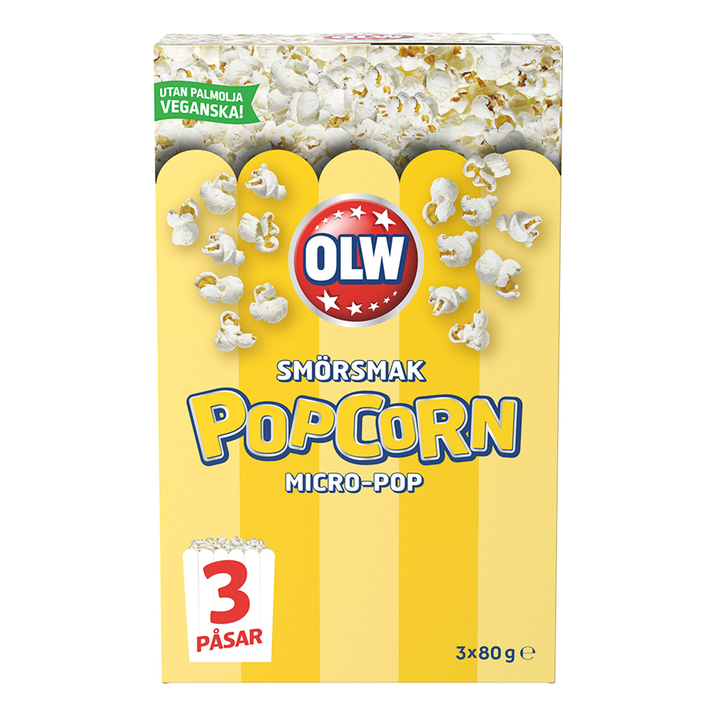 OLW Micropopcorn Smörsmak - 240 g | Hem - Godis & Läsk - Snacks - Popcorn | Maskeradspecialisten