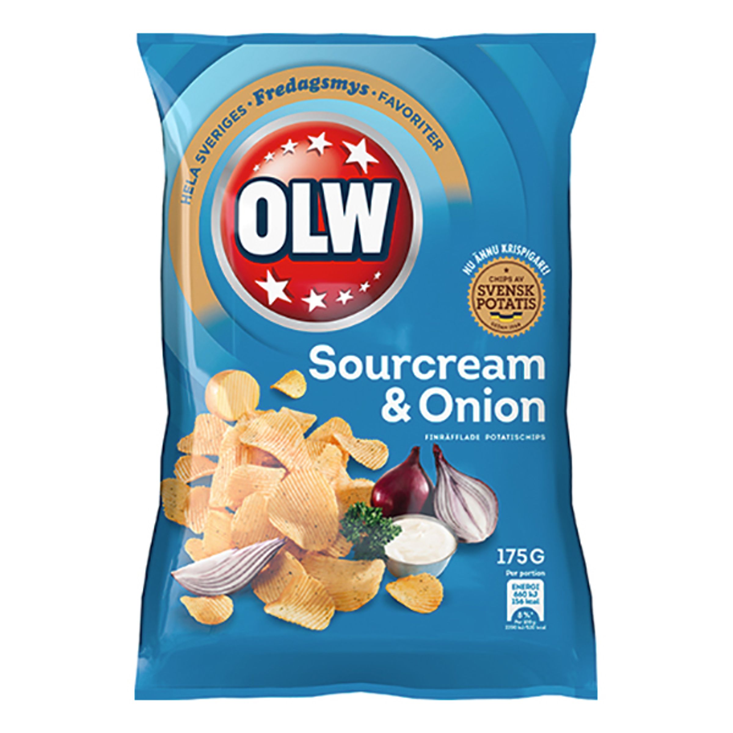 OLW Sourcream & Onion Chips - 175 g | Hem - Godis & Läsk - Snacks - Chips | Maskeradspecialisten