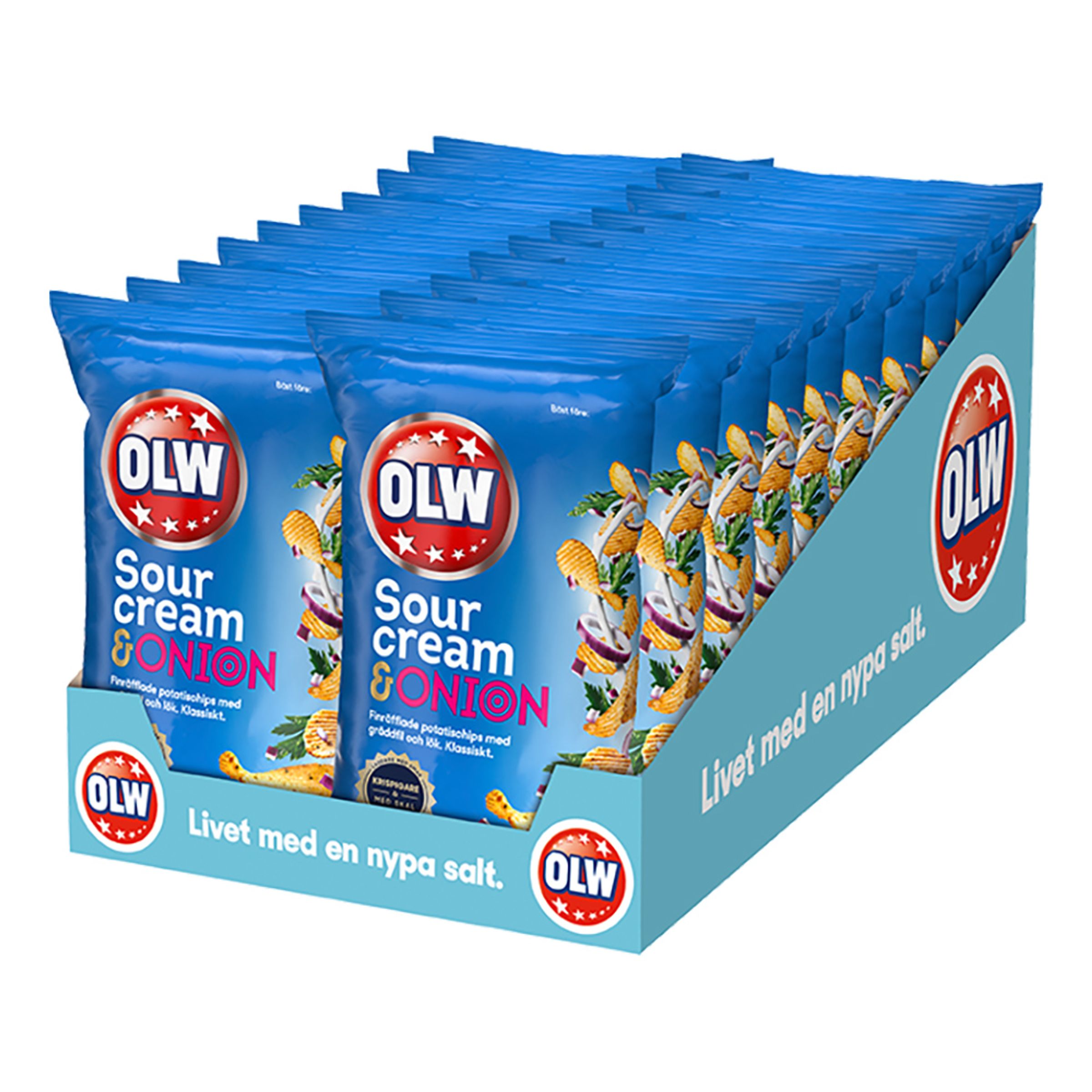 OLW Sourcream & Onion Mini Storpack - 20 x 40 g | Hem - Godis & Läsk - Snacks - Chips | Maskeradspecialisten