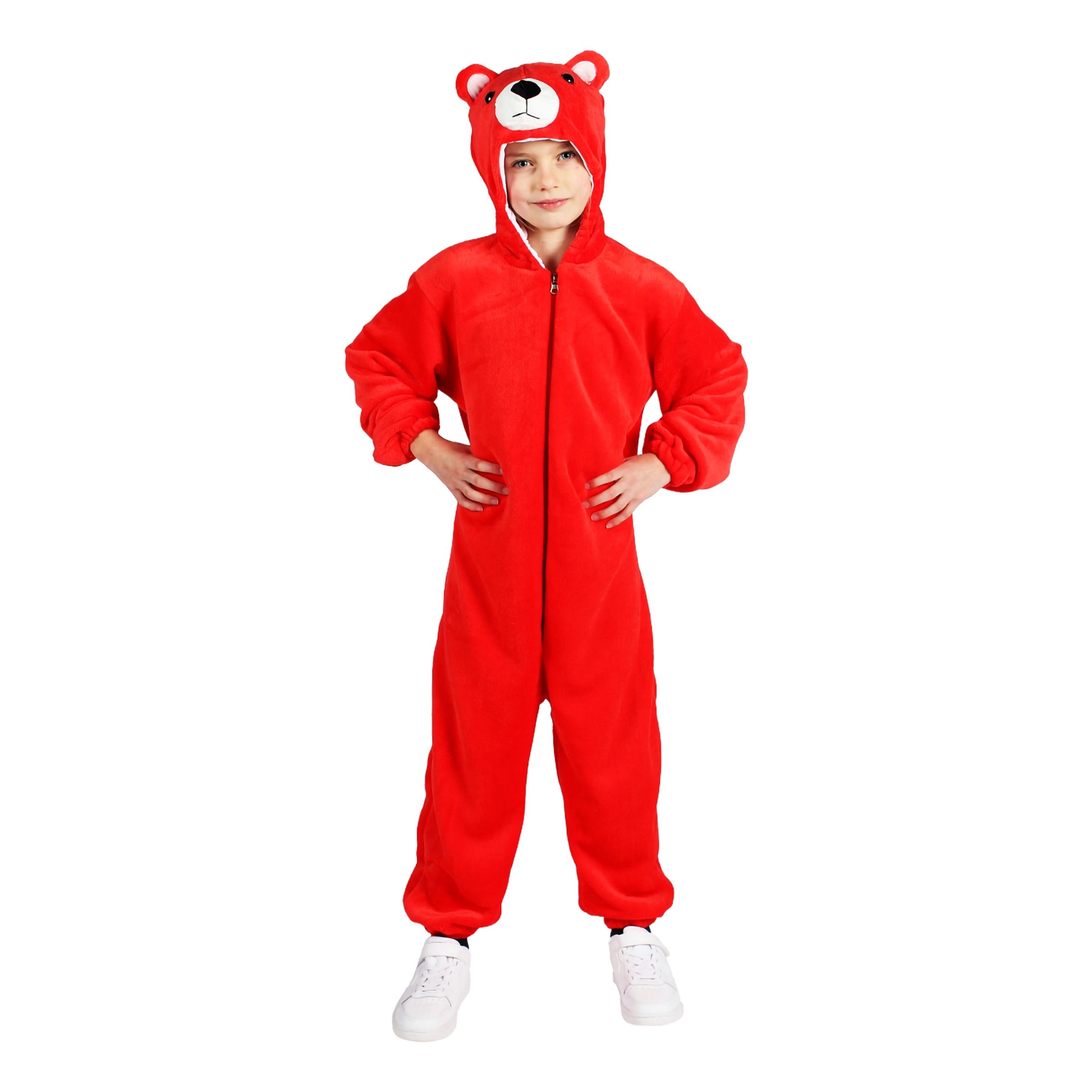 Onesie Röd Björn Barn Maskeraddräkt - X-Small
