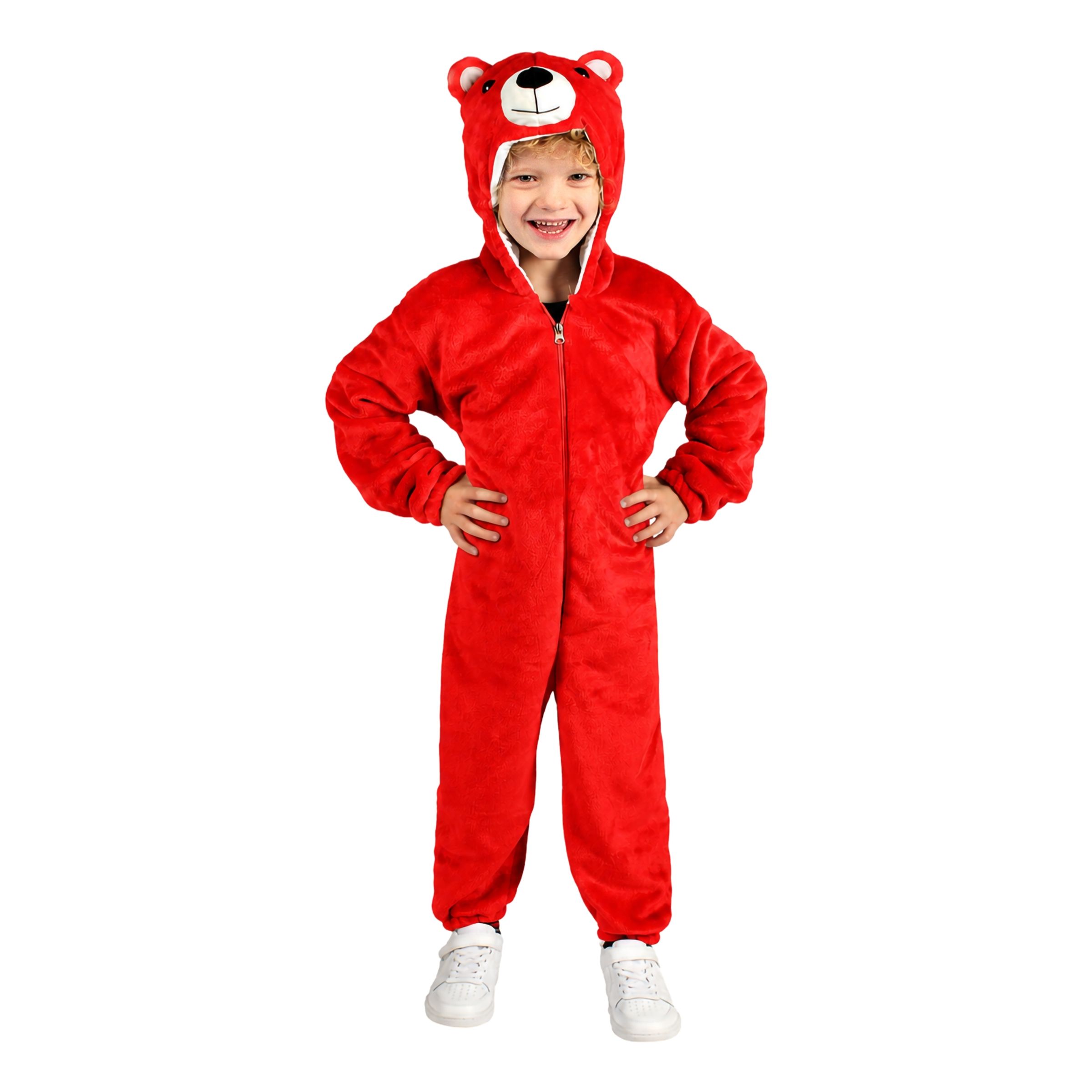 Onesie Röd Björn Bebis Maskeraddräkt - 6-12 mån