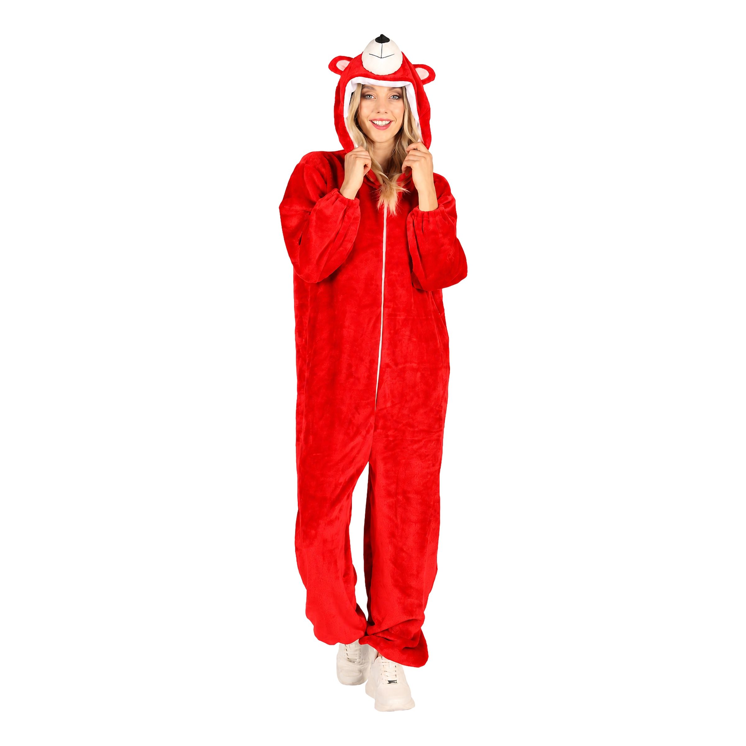 Onesie Röd Björn Maskeraddräkt - X-Small/Small