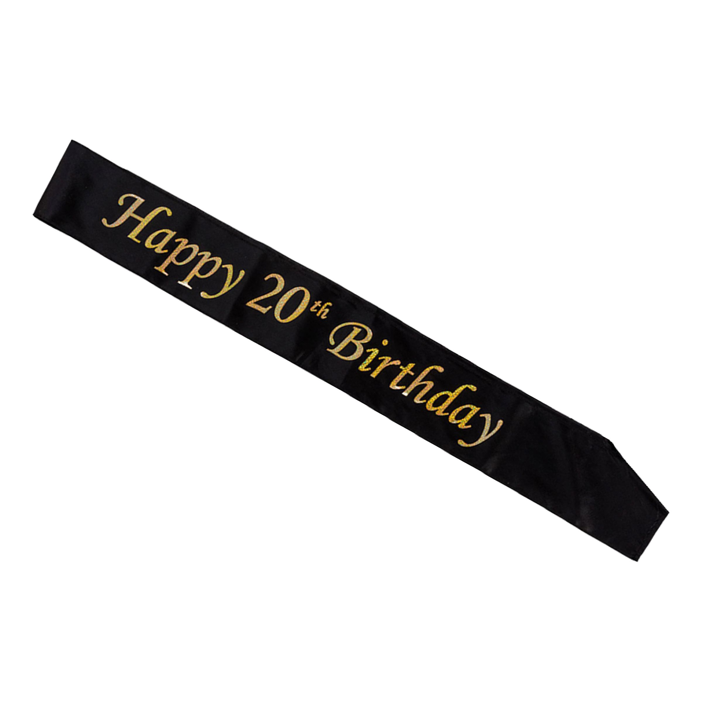Ordensbånd Happy 20th Birthday Sort/Guld