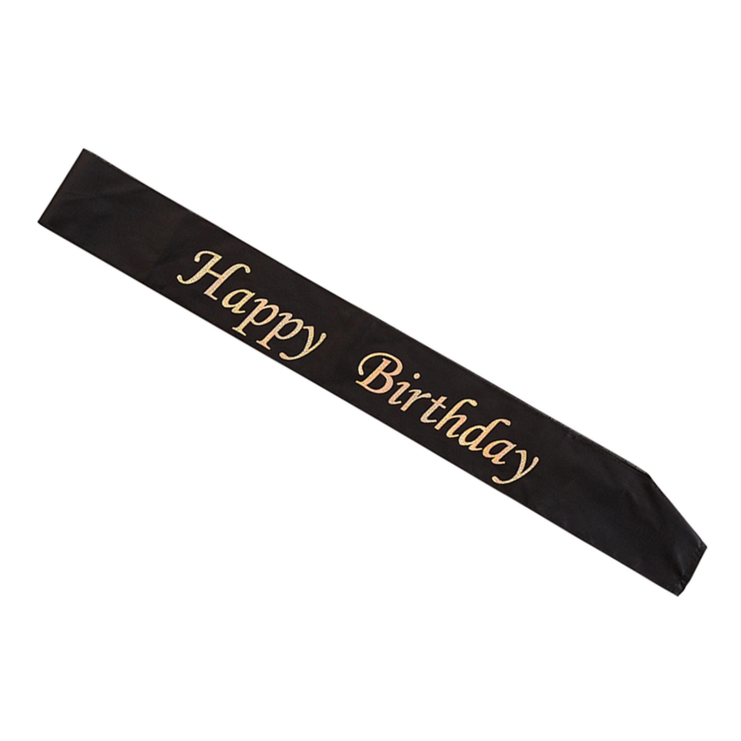 Ordensbånd Happy Birthday Guld/Sort
