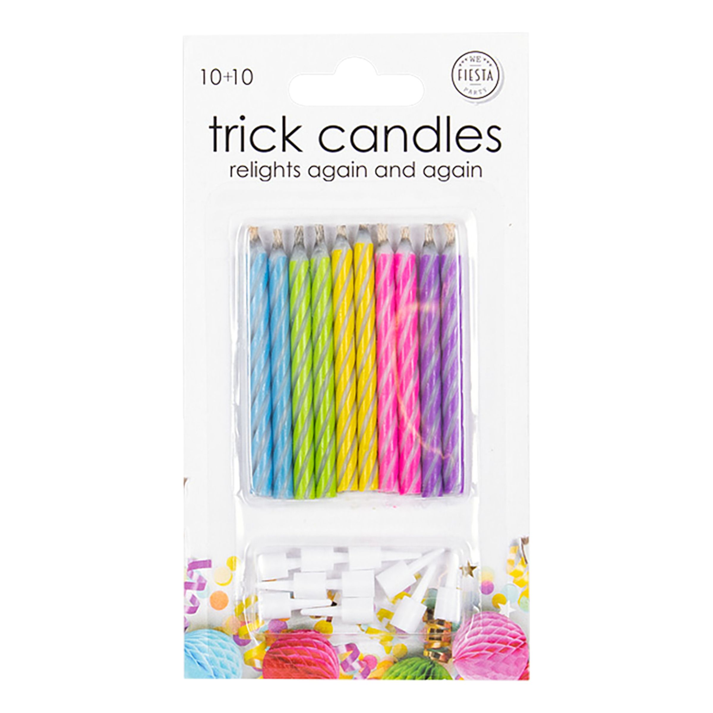 Osläckbara Tårtljus - 10-pack | Hem - Teman - Färger - Flerfärgad | Party Outlet