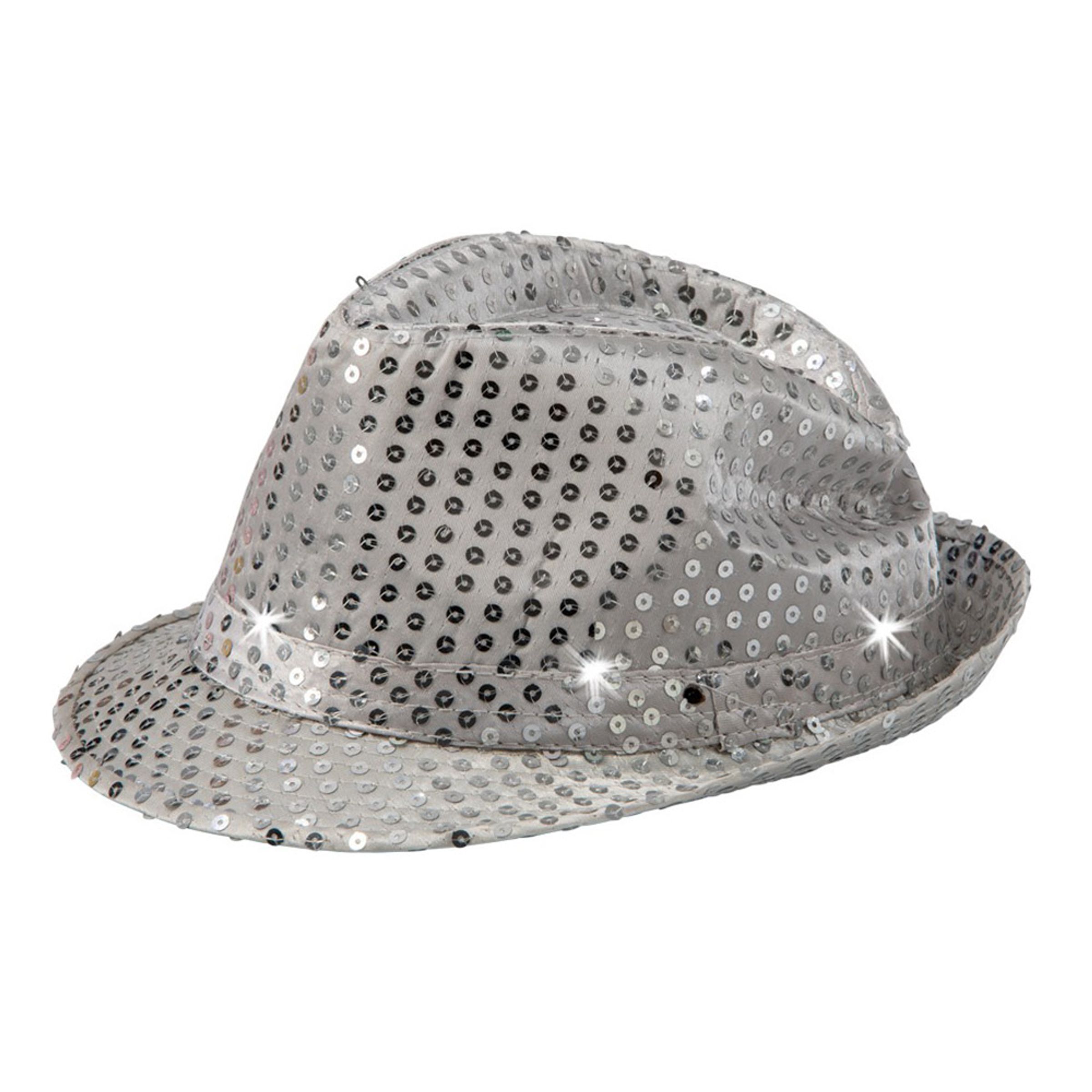 Paljetthatt Silver med LED Belysning - One size | Hem - Maskerad - Hattar - Vuxenhattar | Pryloteket