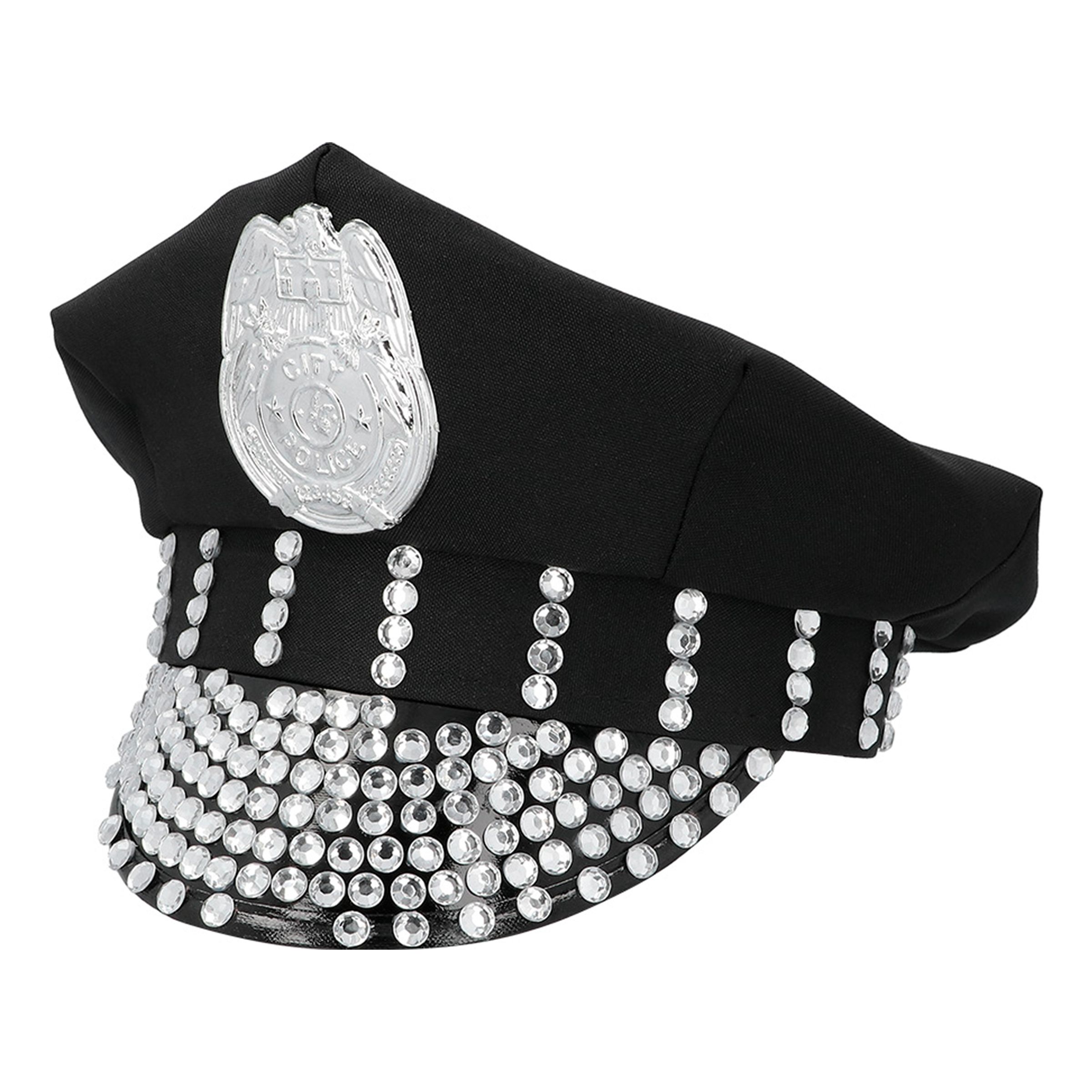 Poliskeps med Strass - One size
