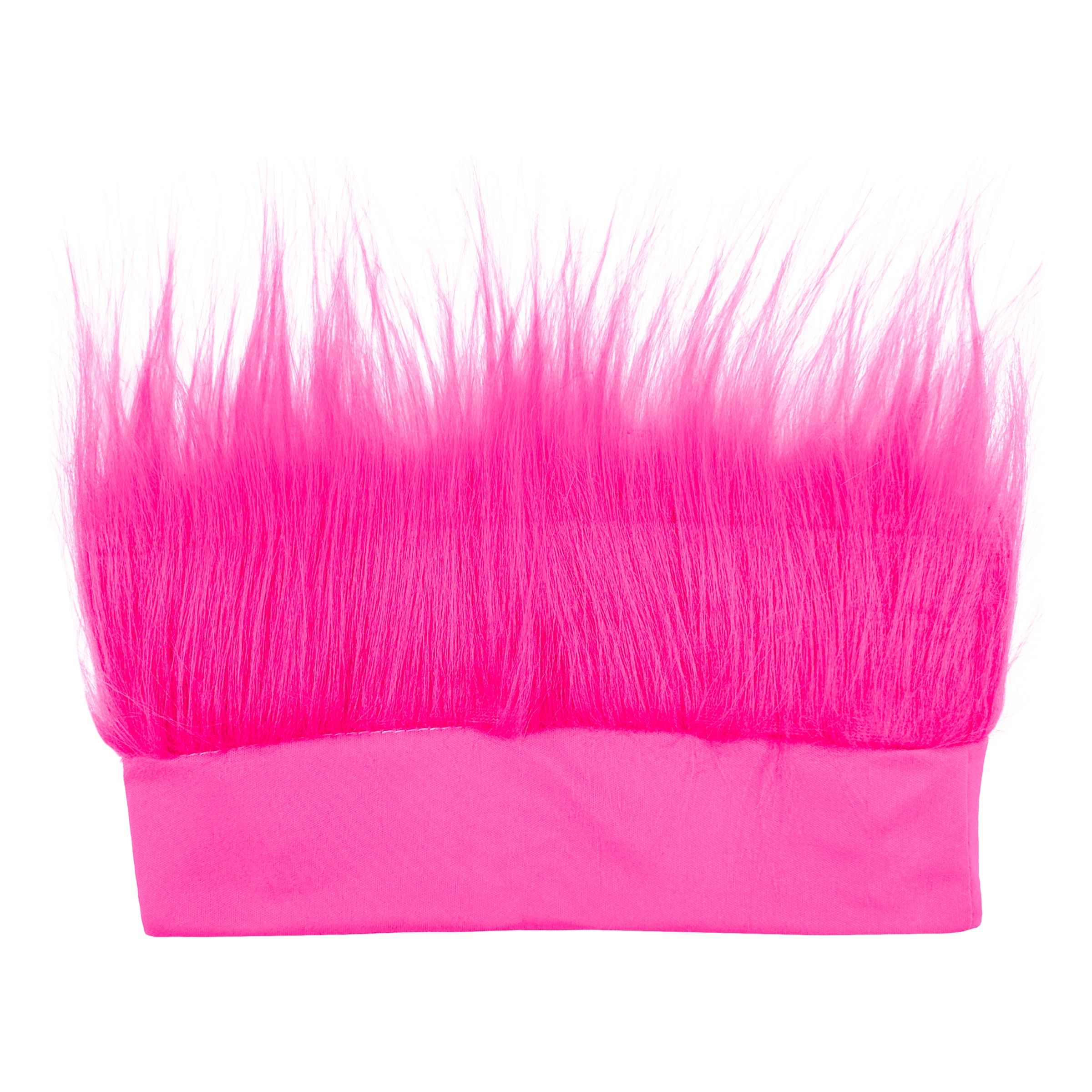 Pandebånd Med Hår Neonpink - One size