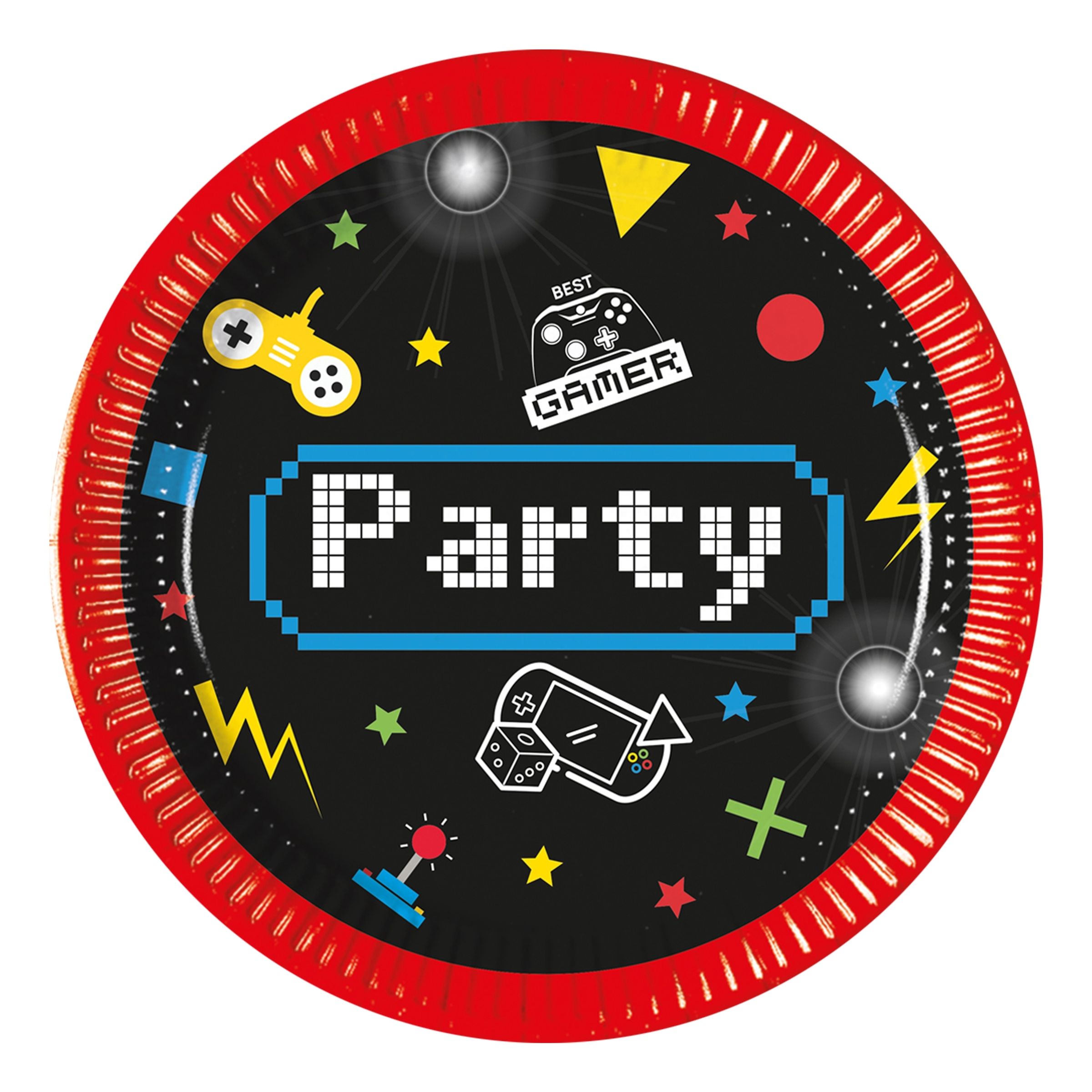 Decorata Party Paptallerkner - 8-pak - 19,5 cm - Gaming Party