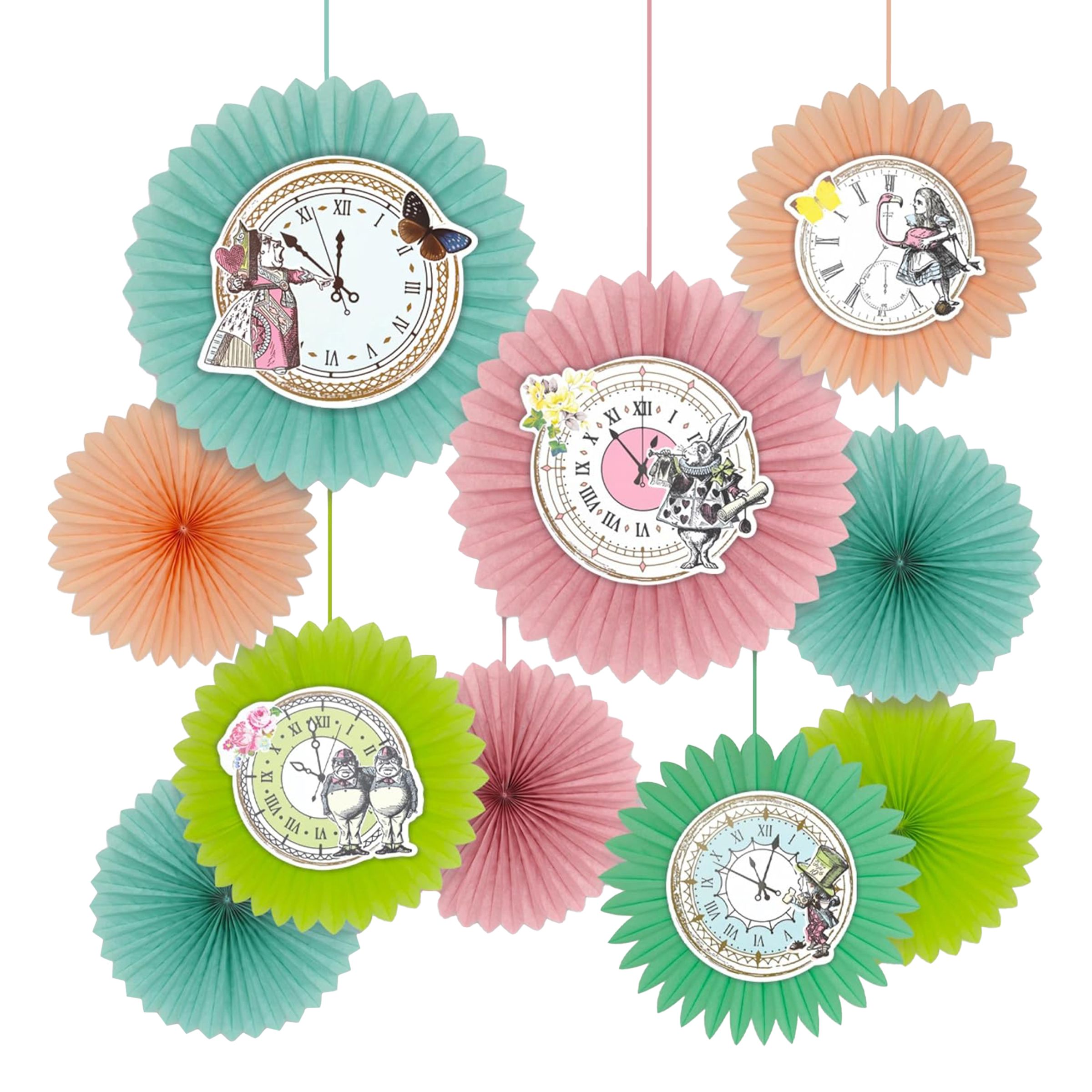 Papirvifter Ure Alice Wonderland - 10-pak