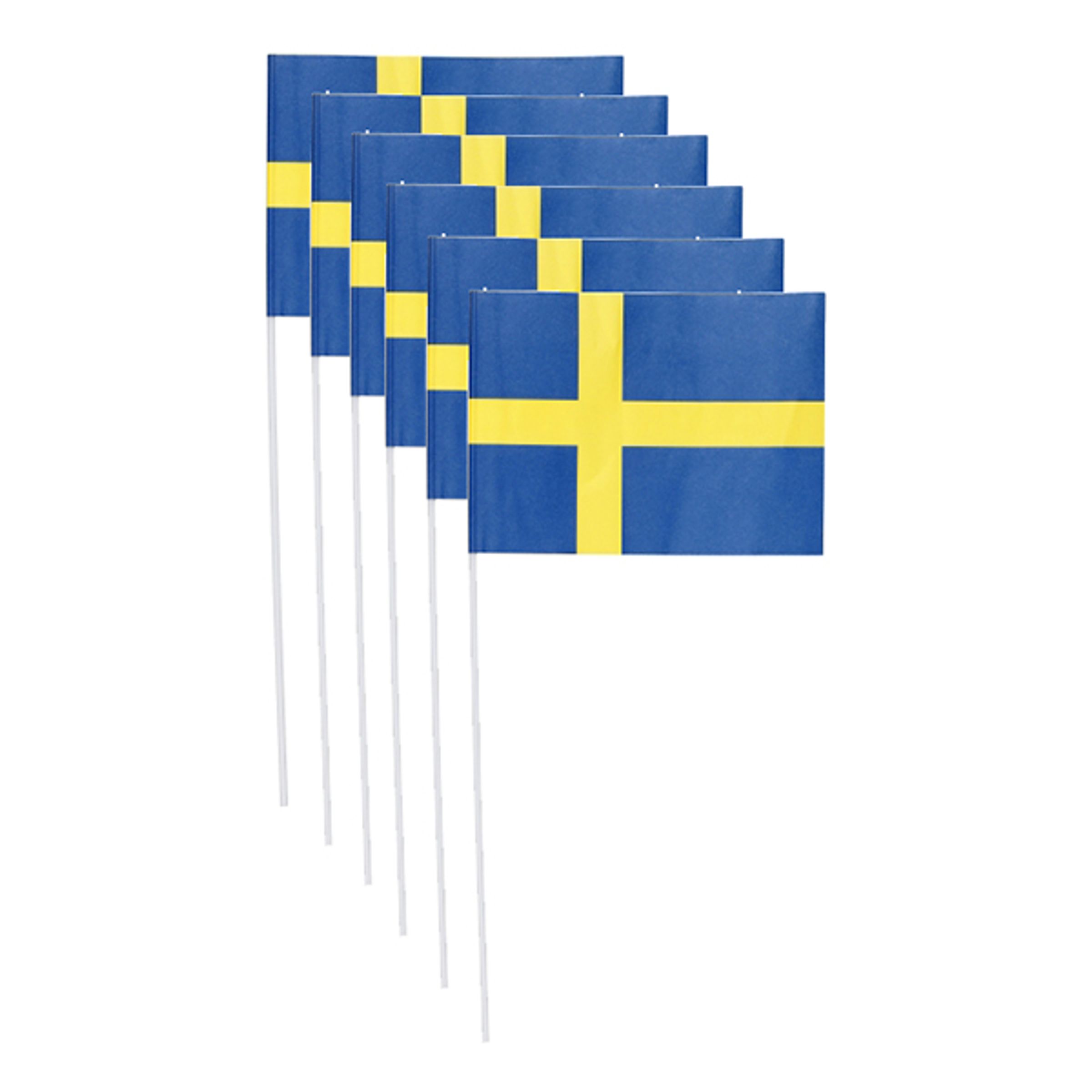 Papirflag På Pinde Sverige - 6-stk