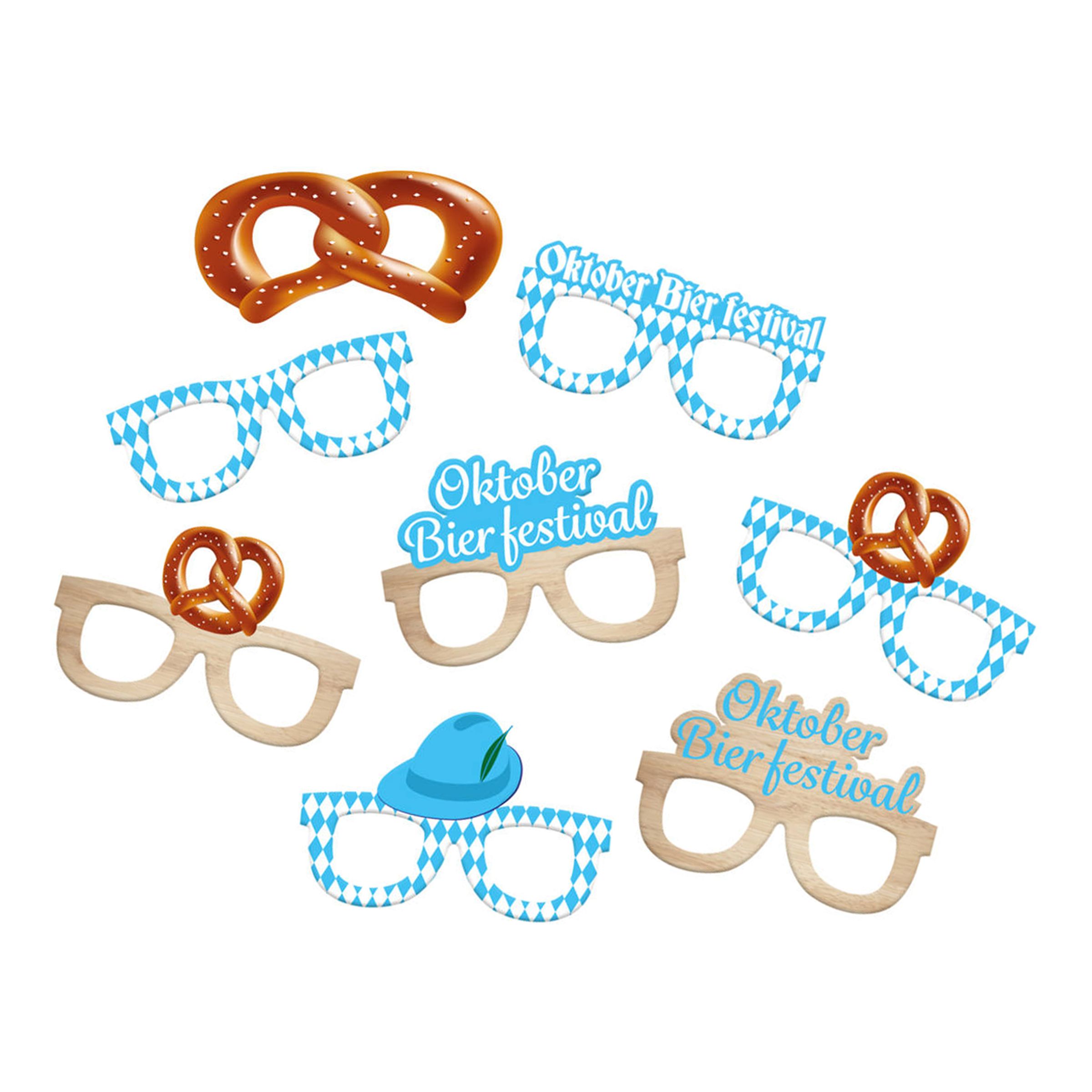Pappersglasögon Oktoberfest - 8-pack | Hem - Teman - Högtider - Oktoberfest - Oktoberfestkläder | Maskeradspecialisten