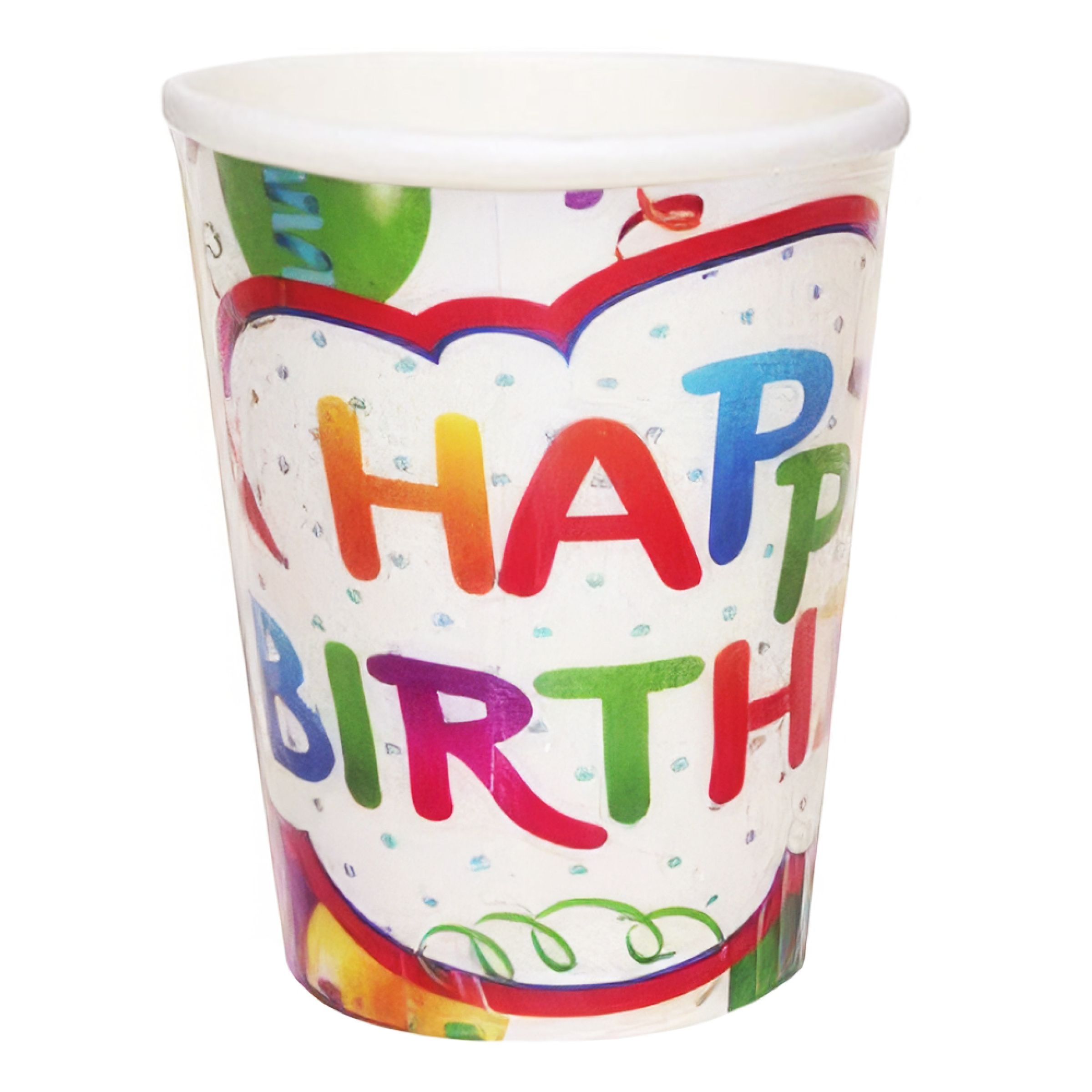 Pappersmuggar Happy Birthday - 6-pack | Hem - Festartiklar - Dukning - Engångsmuggar & Glas | Pryloteket